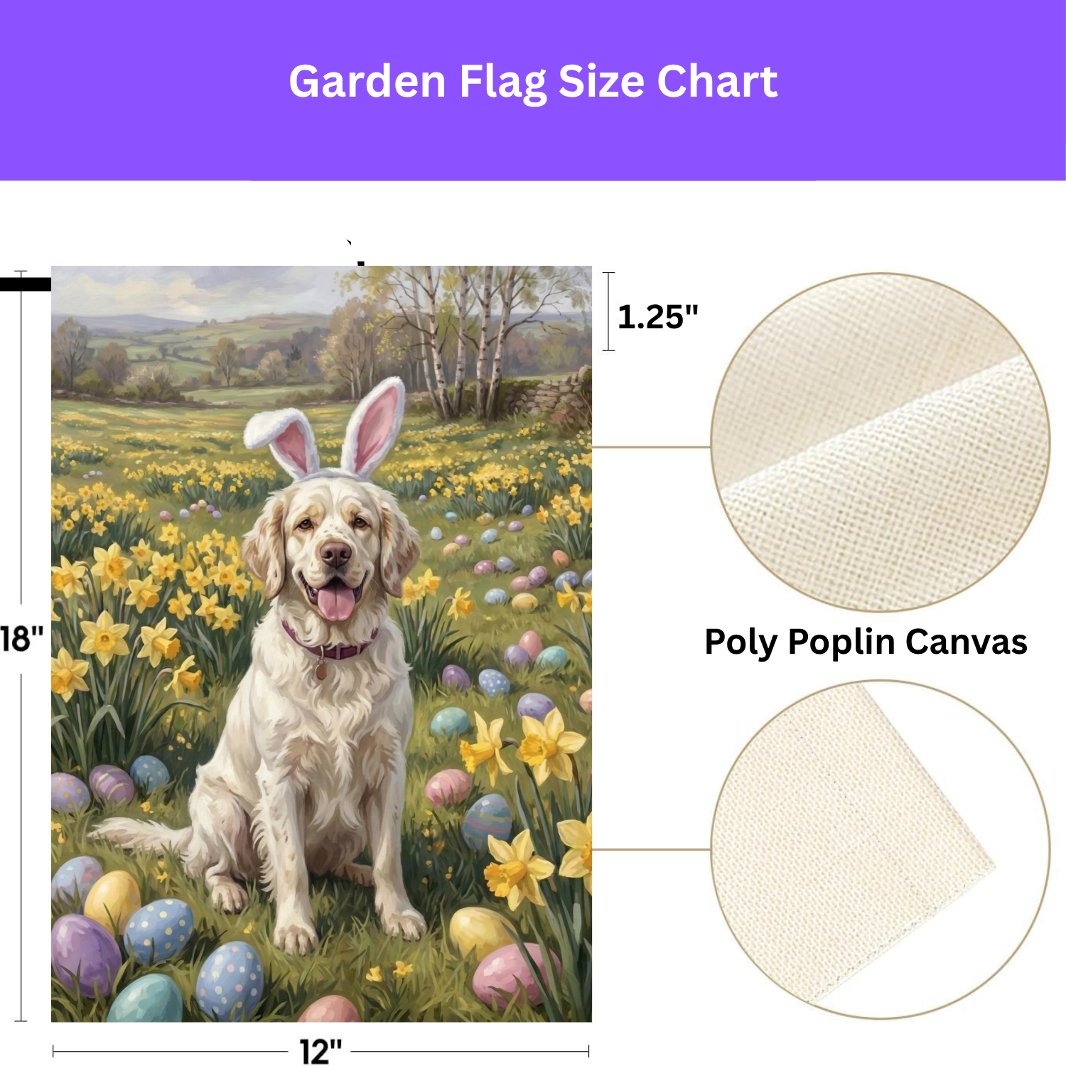 Pink Bunny Ear Clumber Spaniel Easter Garden Flag - double-sided design - Dragonfire Gardens