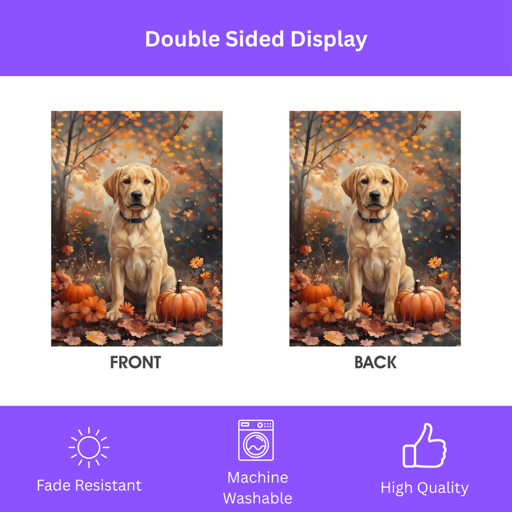 Fall Yellow Labrador Retriever Garden Flag - porch decor - Dragonfire Gardens