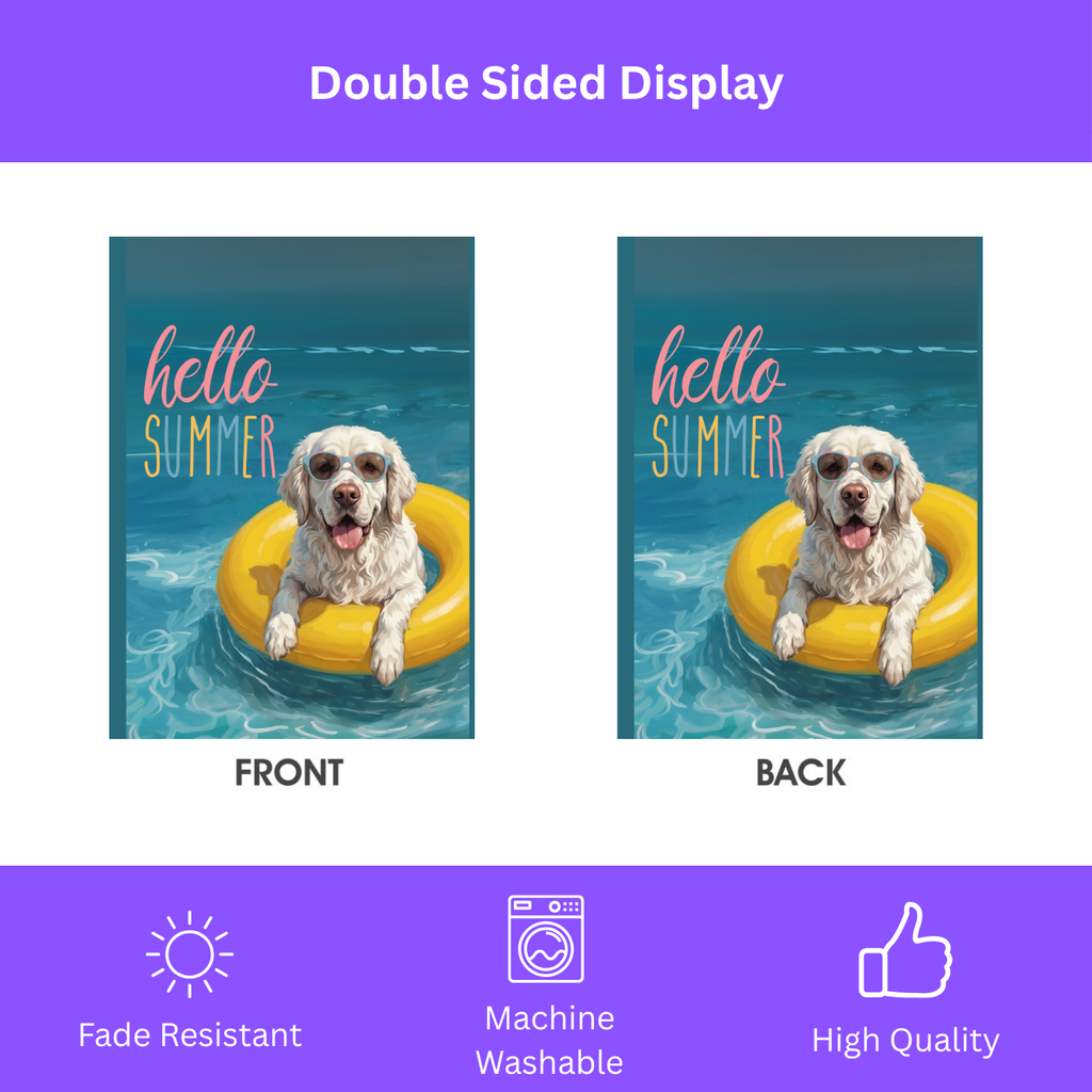 Hello Summer Clumber Spaniel Garden Flag