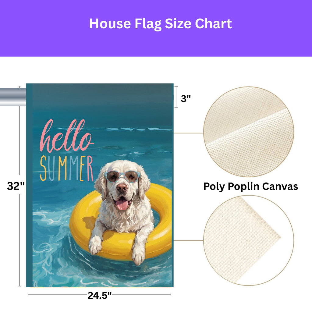 Hello Summer Clumber Spaniel Garden Flag