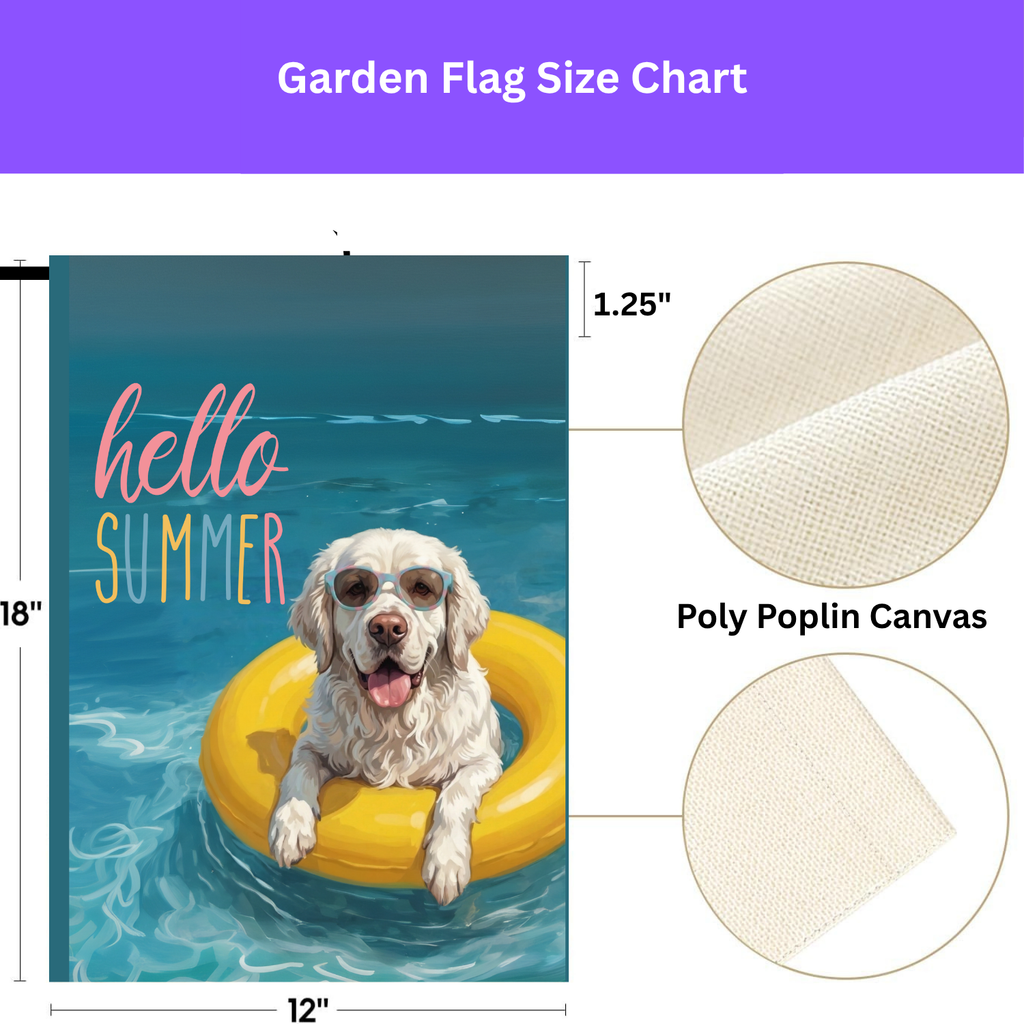 Hello Summer Clumber Spaniel Garden Flag
