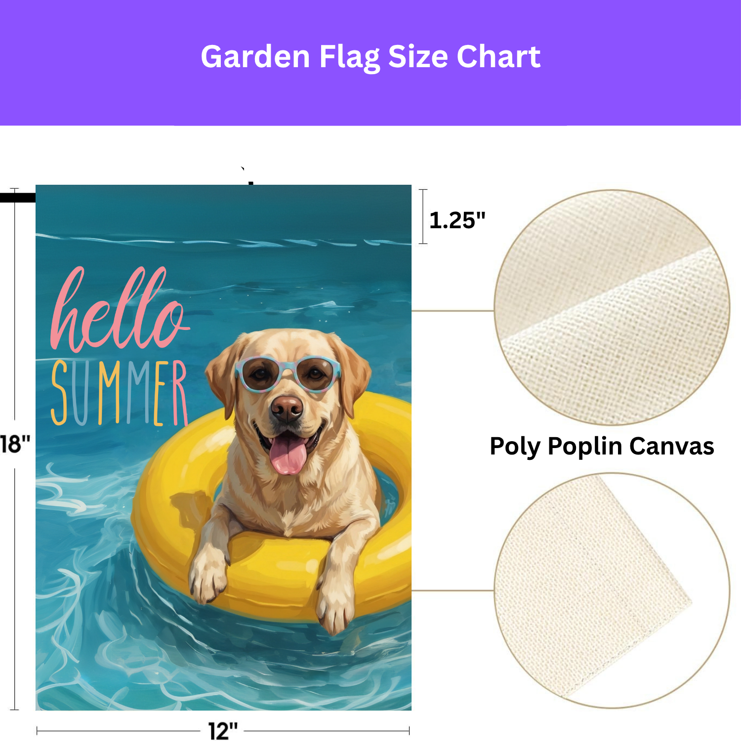 Hello Summer Yellow Labrador Retriever Garden Flag - double-sided design - Dragonfire Gardens