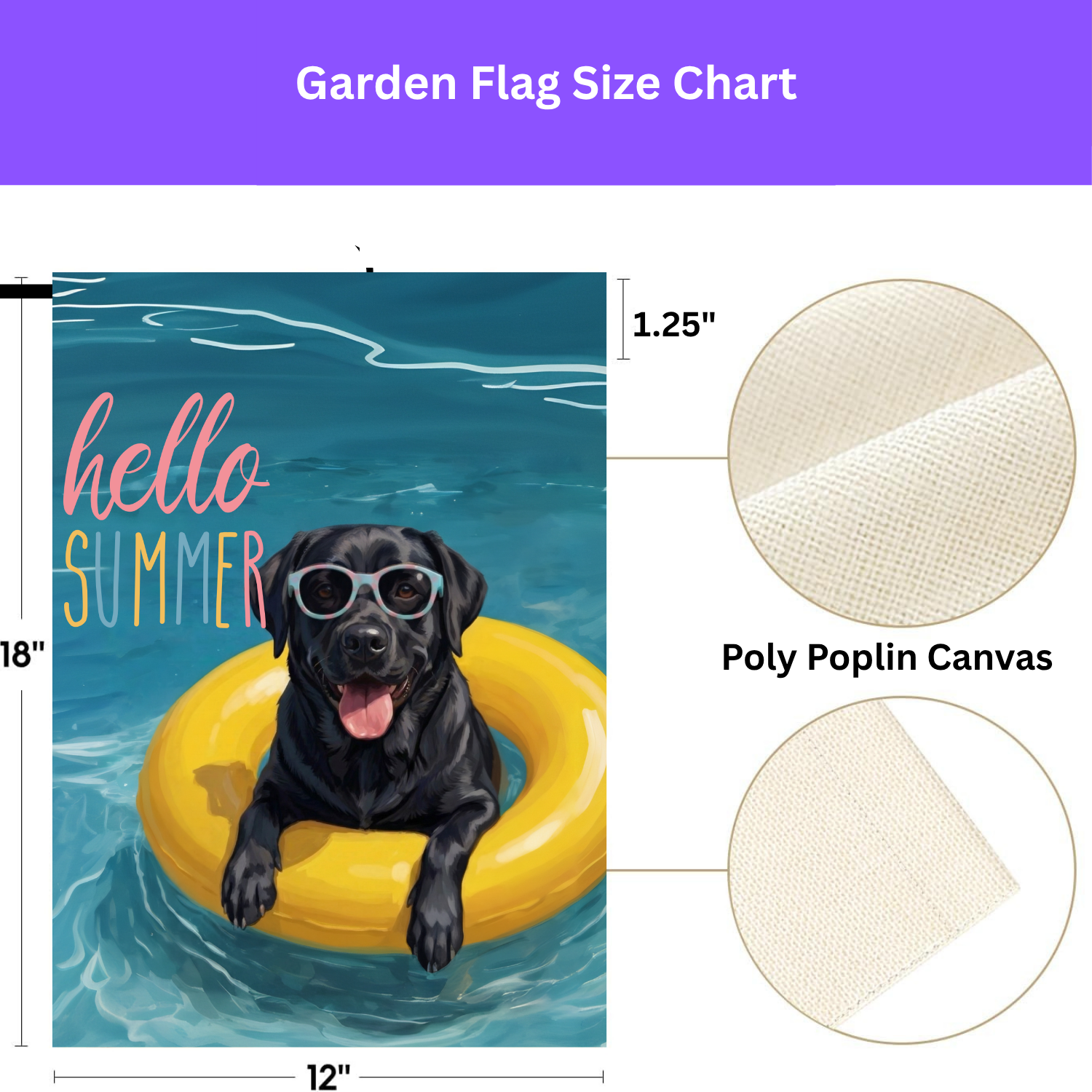 Hello Summer Black Labrador Retriever Garden Flag - double-sided design - Dragonfire Gardens