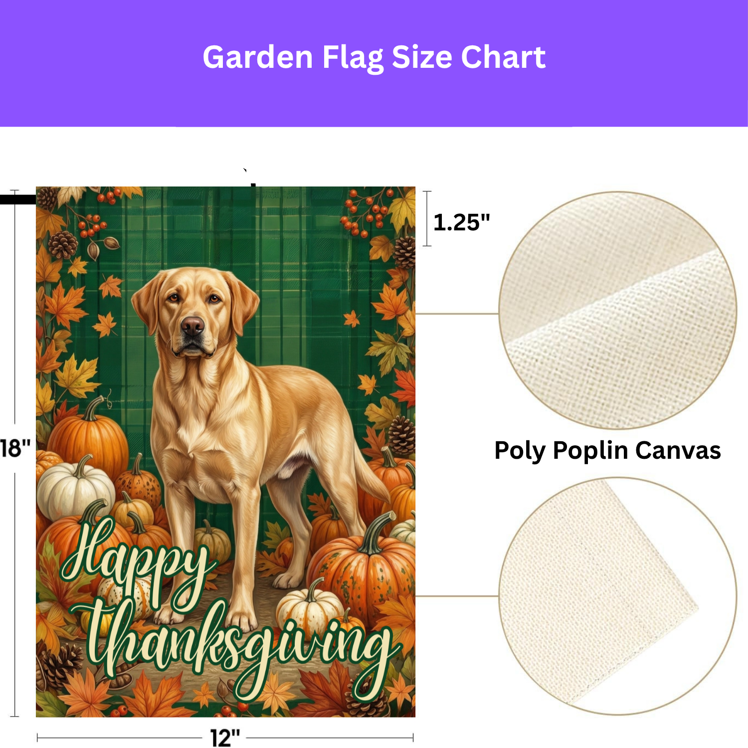 Happy Thanksgiving Yellow Labrador Retriever Garden Flag - double-sided design - Dragonfire Gardens