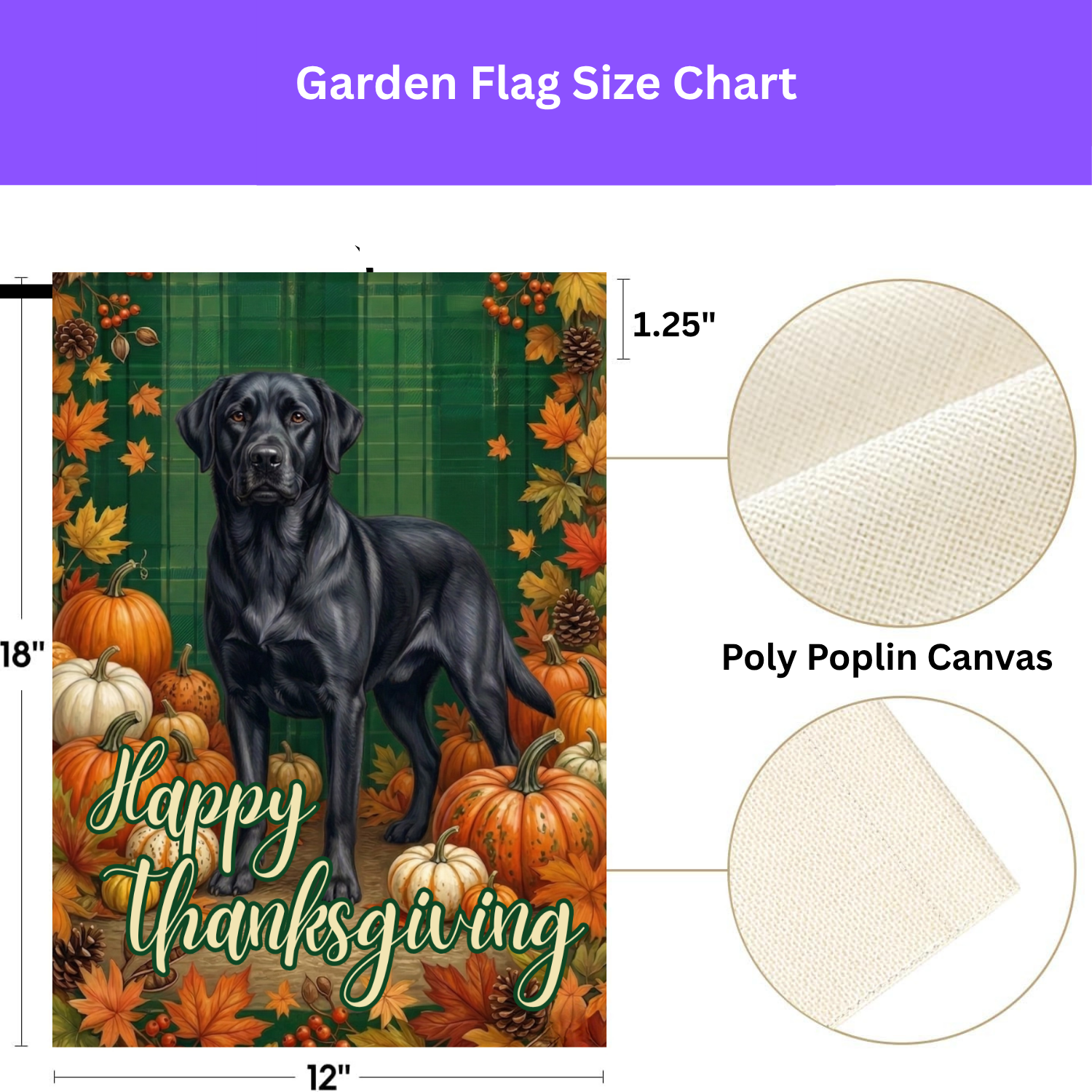 Happy Thanksgiving Black Labrador Retriever Garden Flag - double-sided design - Dragonfire Gardens