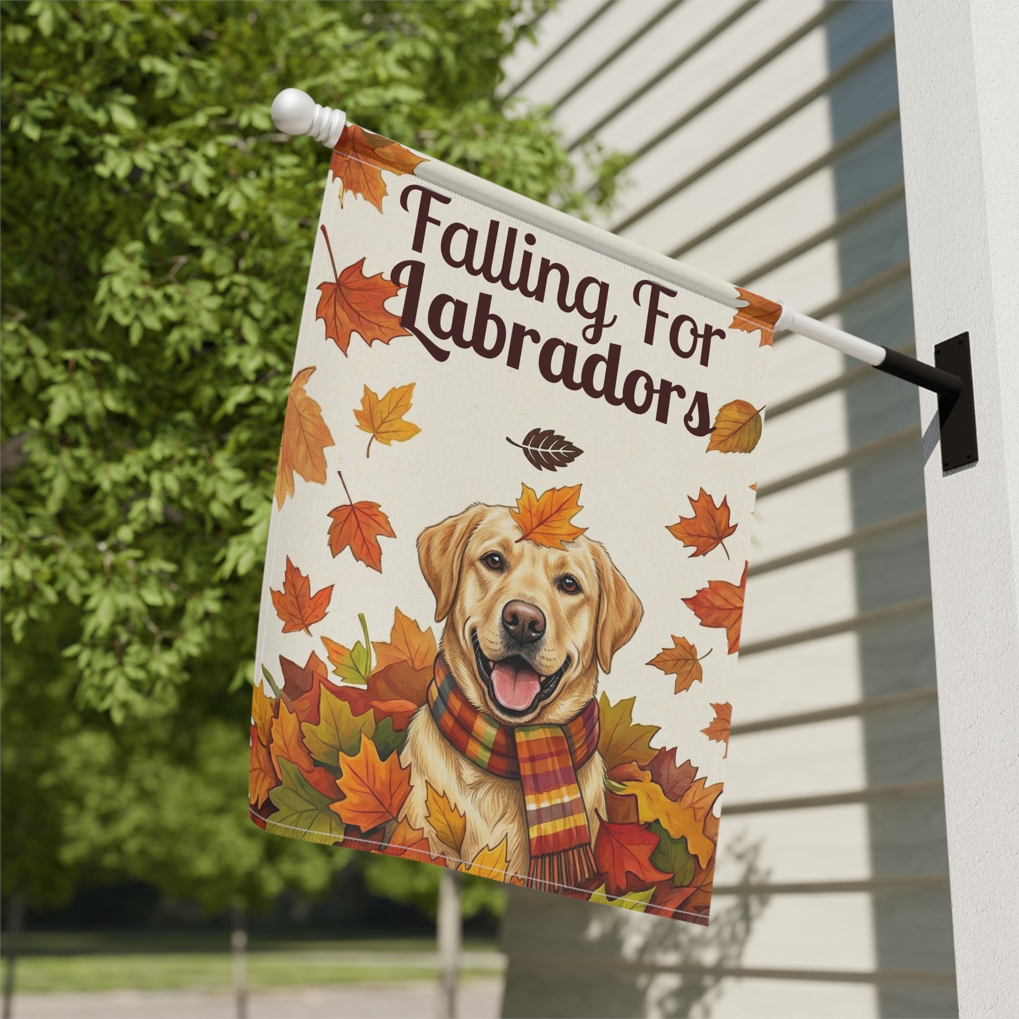 Falling For Labradors Yellow Lab Garden Flag - yard display - Dragonfire Gardens