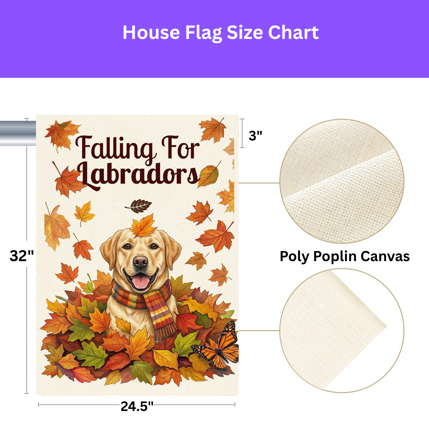 Falling For Labradors Yellow Lab Garden Flag - size comparison - Dragonfire Gardens