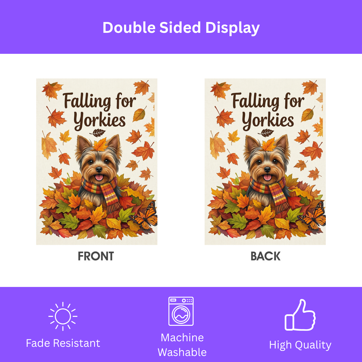 Falling for Yorkies Autumn Garden Flag - porch decor - Dragonfire Gardens