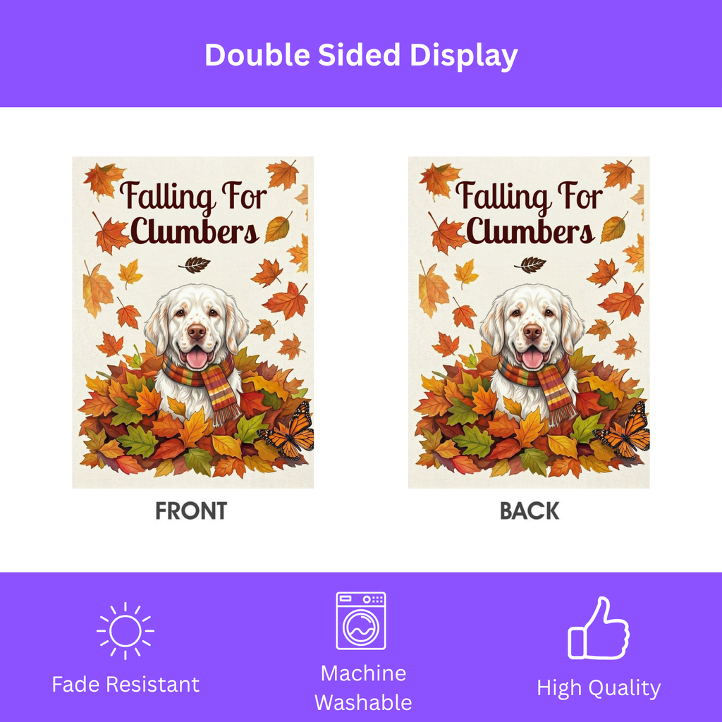 Falling For Clumbers Autumn Garden Flag - porch decor - Dragonfire Gardens