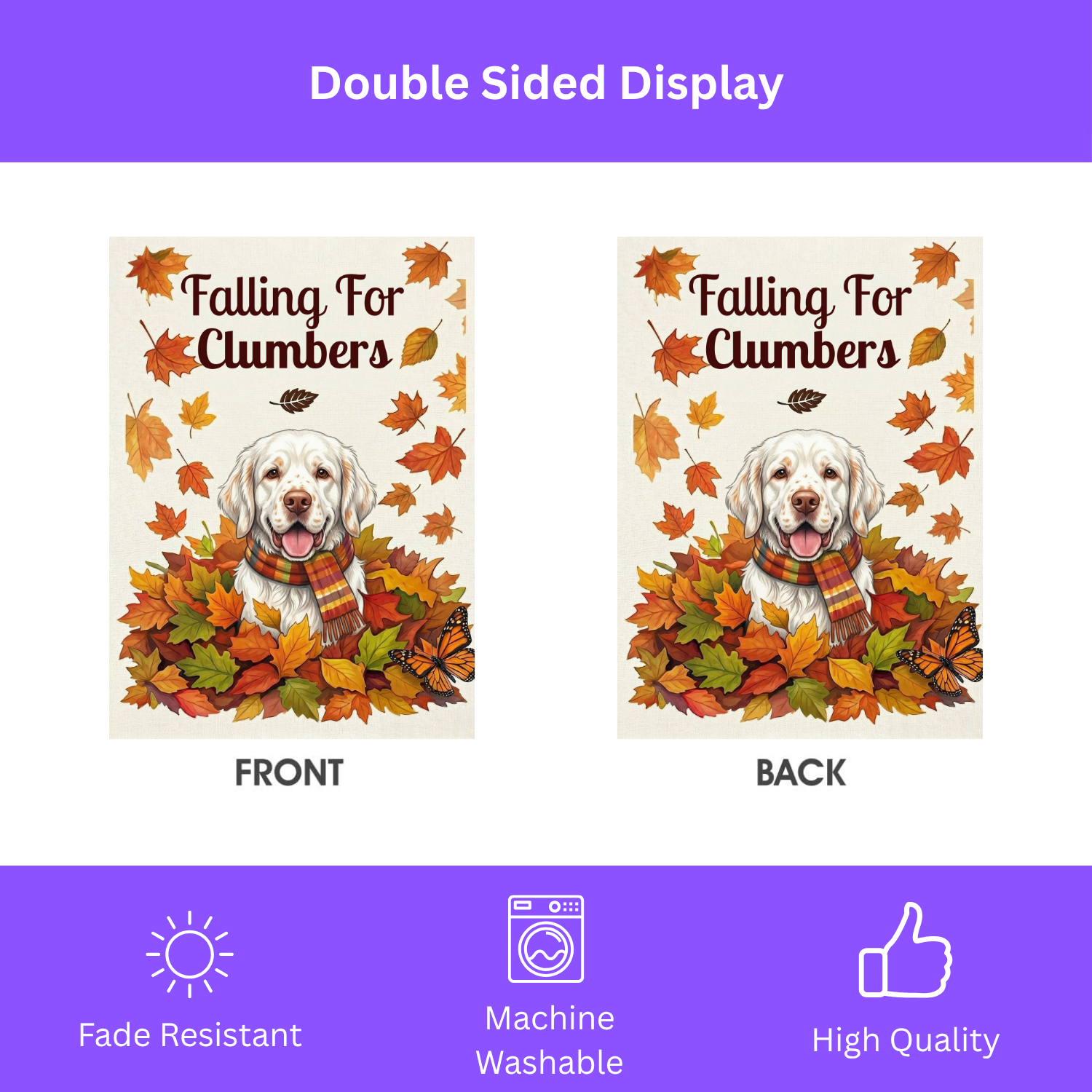 Falling For Clumbers Autumn Garden Flag - porch decor - Dragonfire Gardens