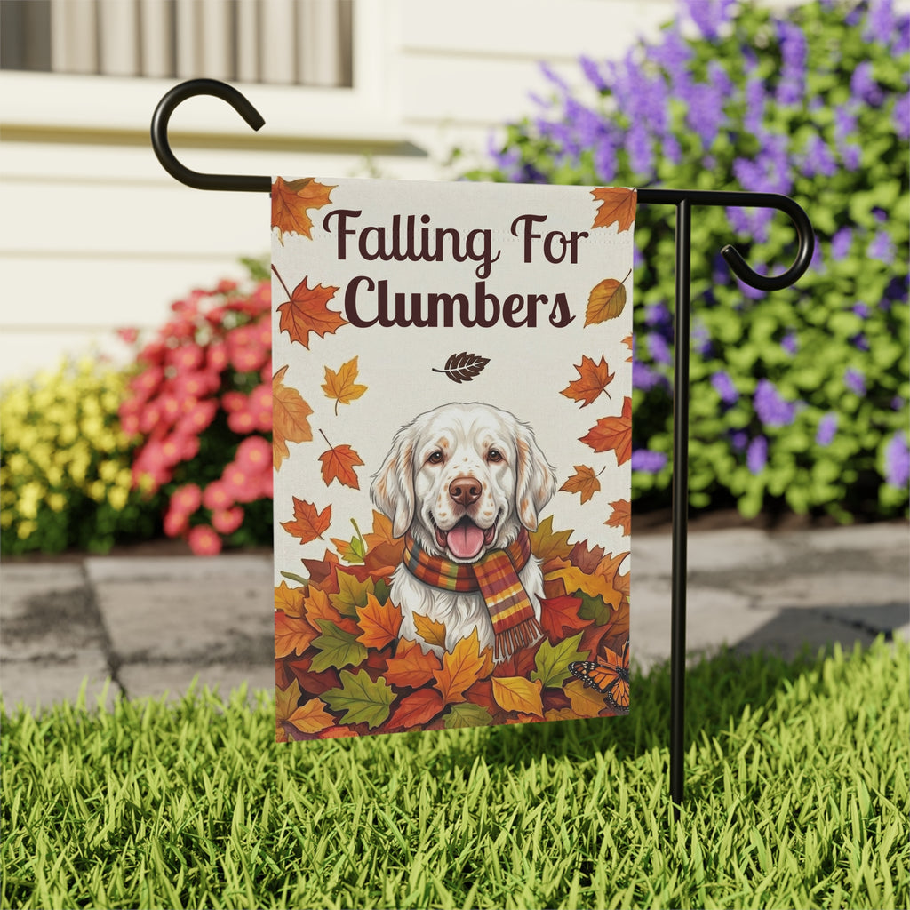 Falling For Clumbers Autumn Garden Flag - close-up detail - Dragonfire Gardens