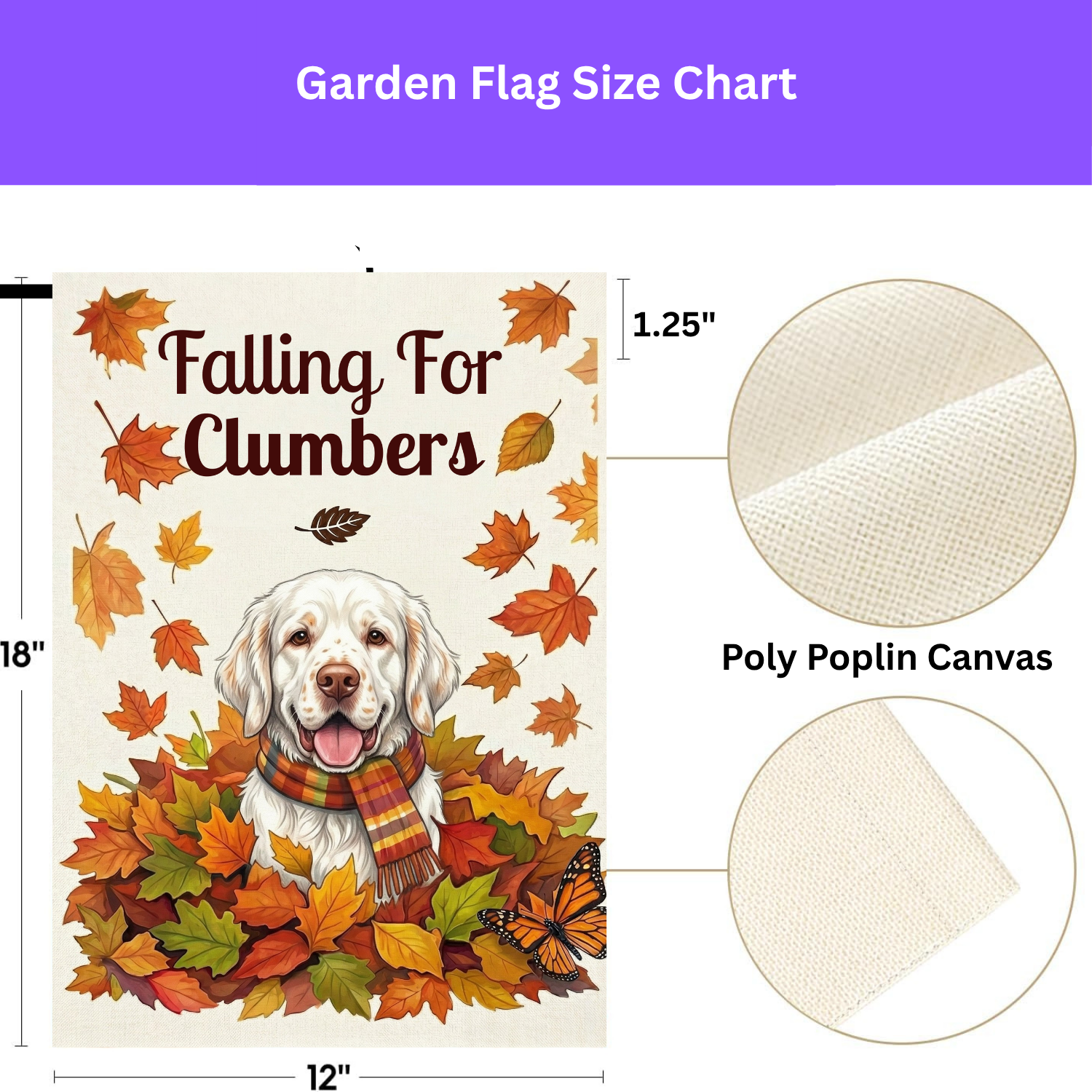 Falling For Clumbers Autumn Garden Flag - double-sided design - Dragonfire Gardens