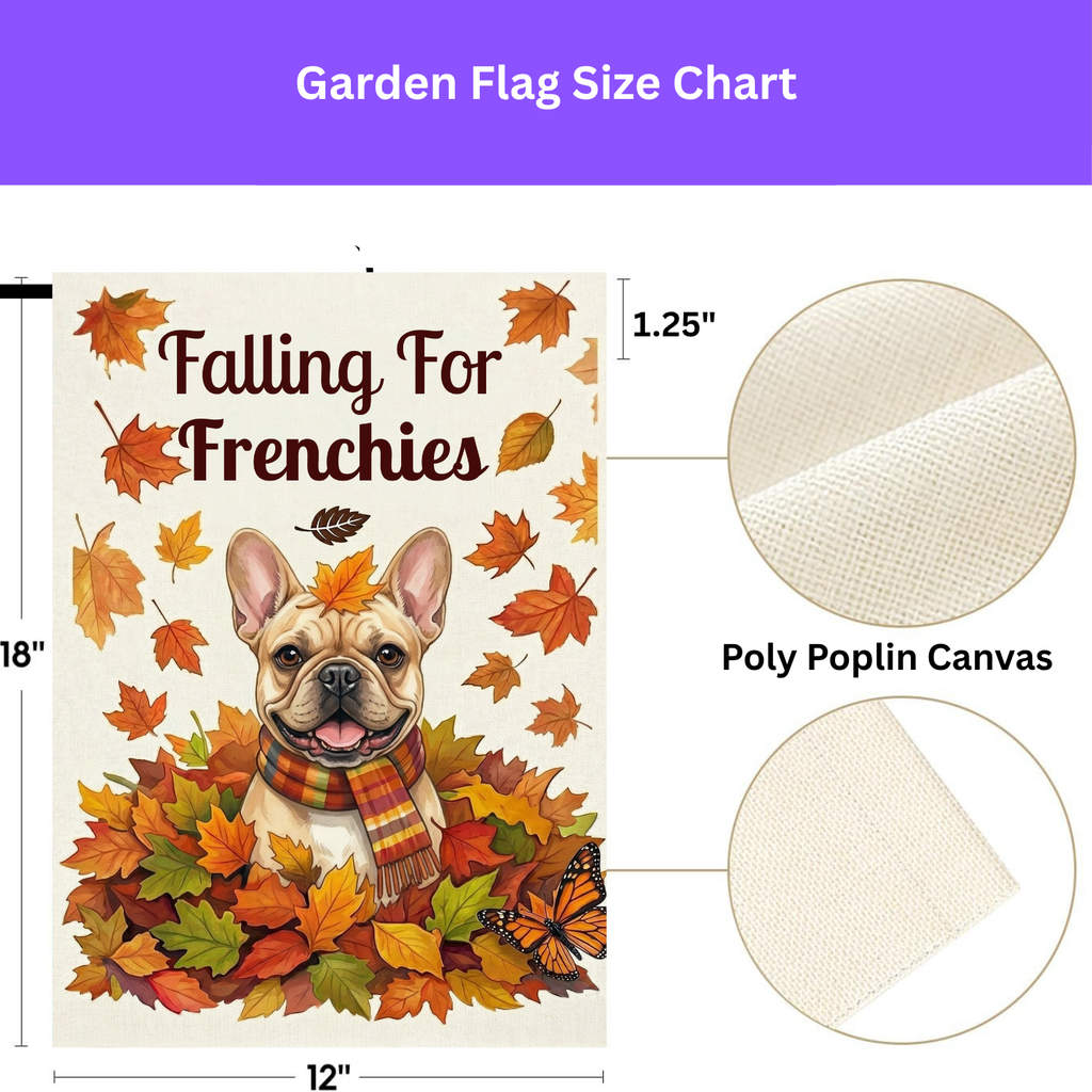 Falling For Frenchies Autumn Garden Flag - double-sided design - Dragonfire Gardens