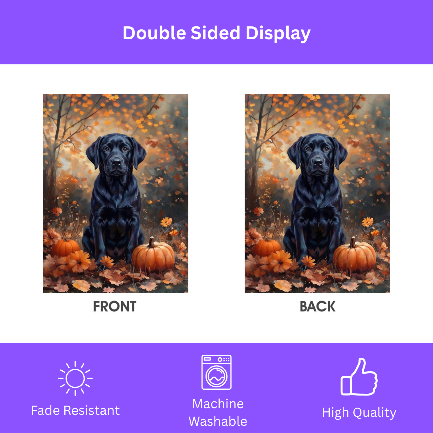 Fall Black Labrador Garden Flag - porch decor - Dragonfire Gardens