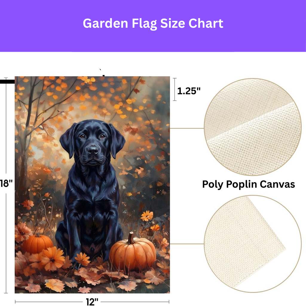 Fall Black Labrador Garden Flag - double-sided design - Dragonfire Gardens