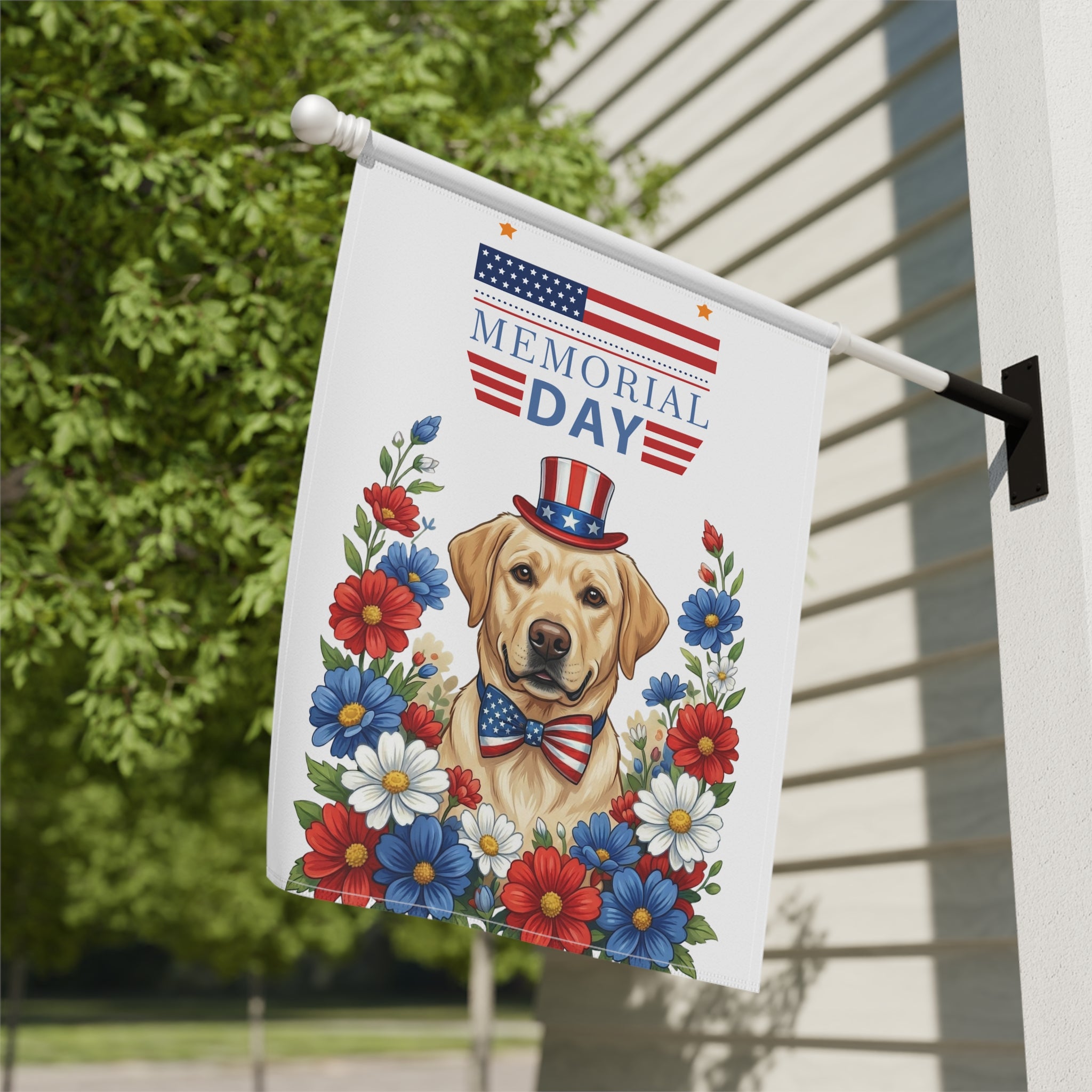 Memorial Day Yellow Labrador Retriever Garden Flag - yard display - Dragonfire Gardens