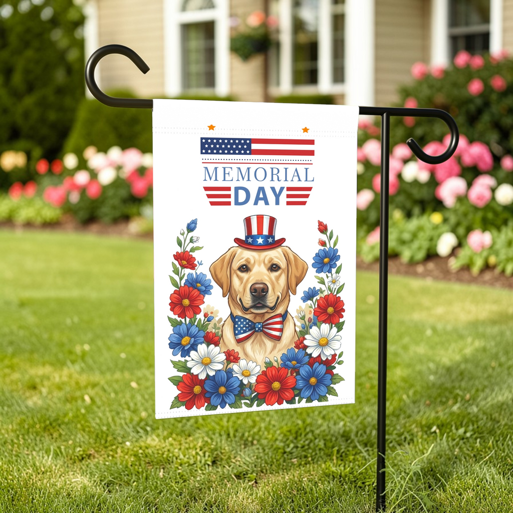 Memorial Day Yellow Labrador Retriever Garden Flag