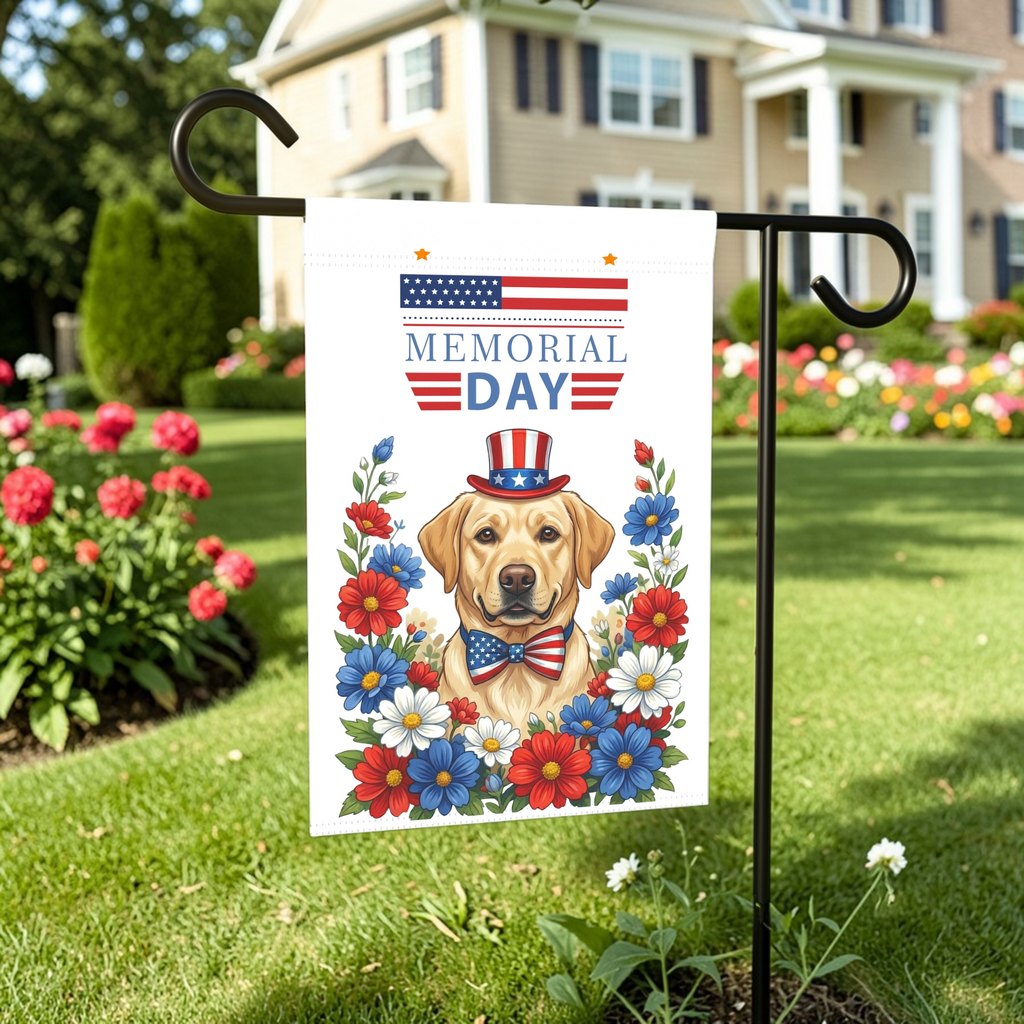 Memorial Day Yellow Labrador Retriever Garden Flag