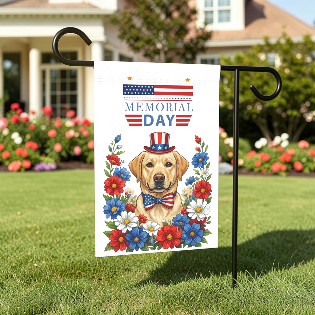 Memorial Day Yellow Labrador Retriever Garden Flag