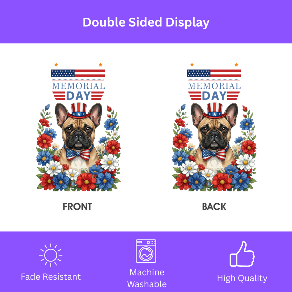 Memorial Day French Bulldog Garden Flag - porch decor - Dragonfire Gardens