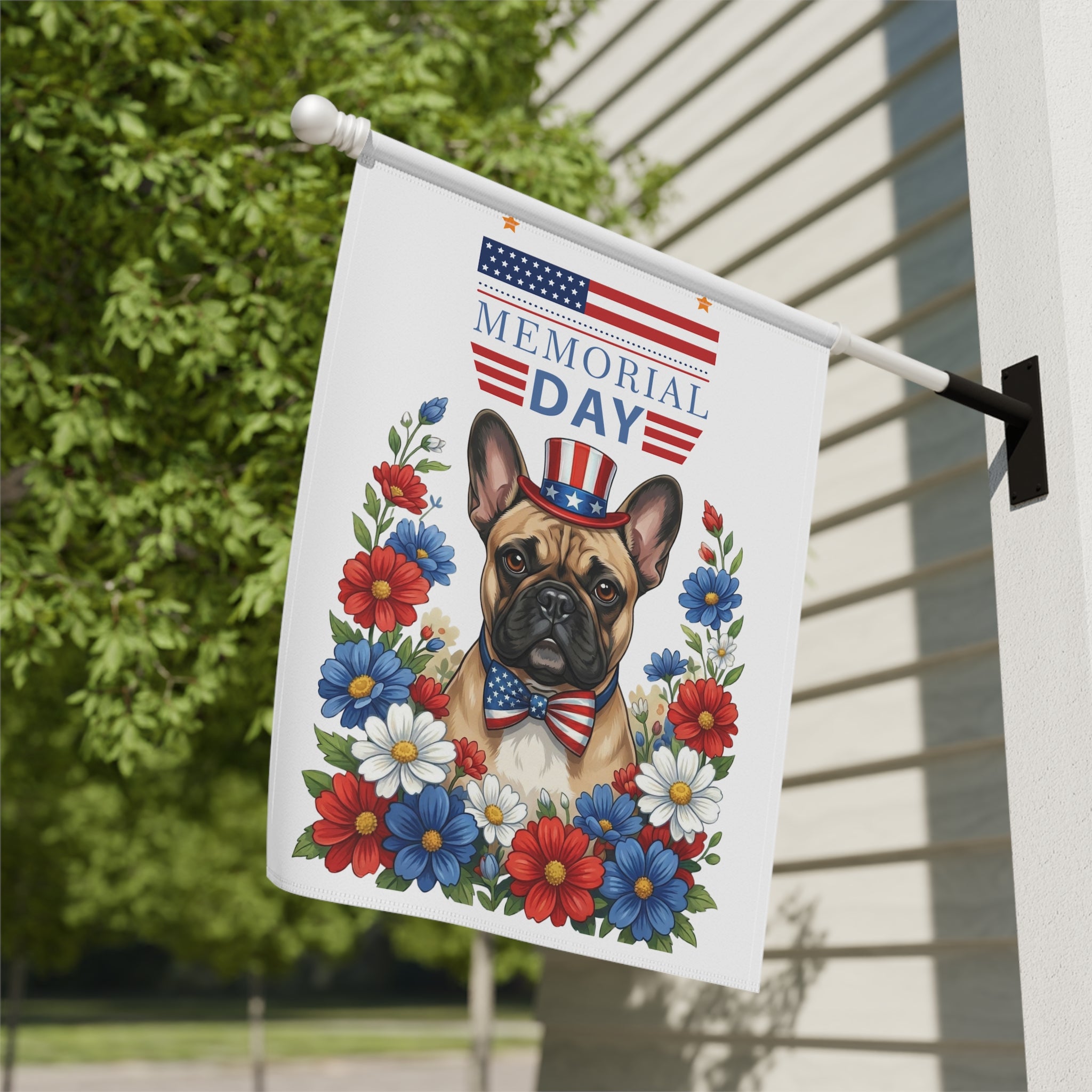 Memorial Day French Bulldog Garden Flag - yard display - Dragonfire Gardens