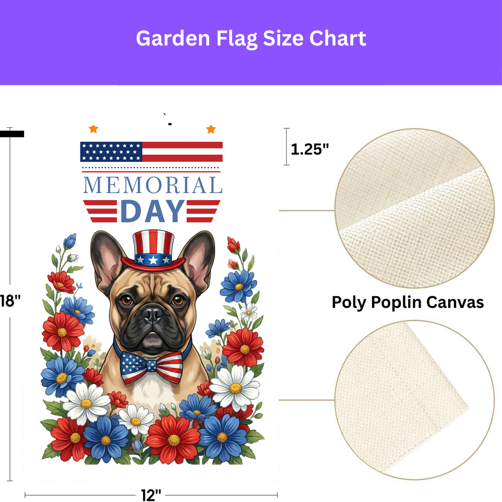 Memorial Day French Bulldog Garden Flag - double-sided design - Dragonfire Gardens