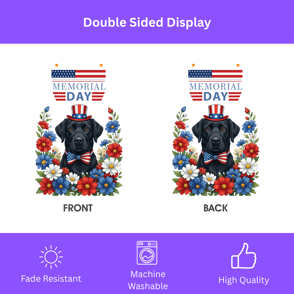 Memorial Day Black Labrador Retriever Garden Flag - porch decor - Dragonfire Gardens