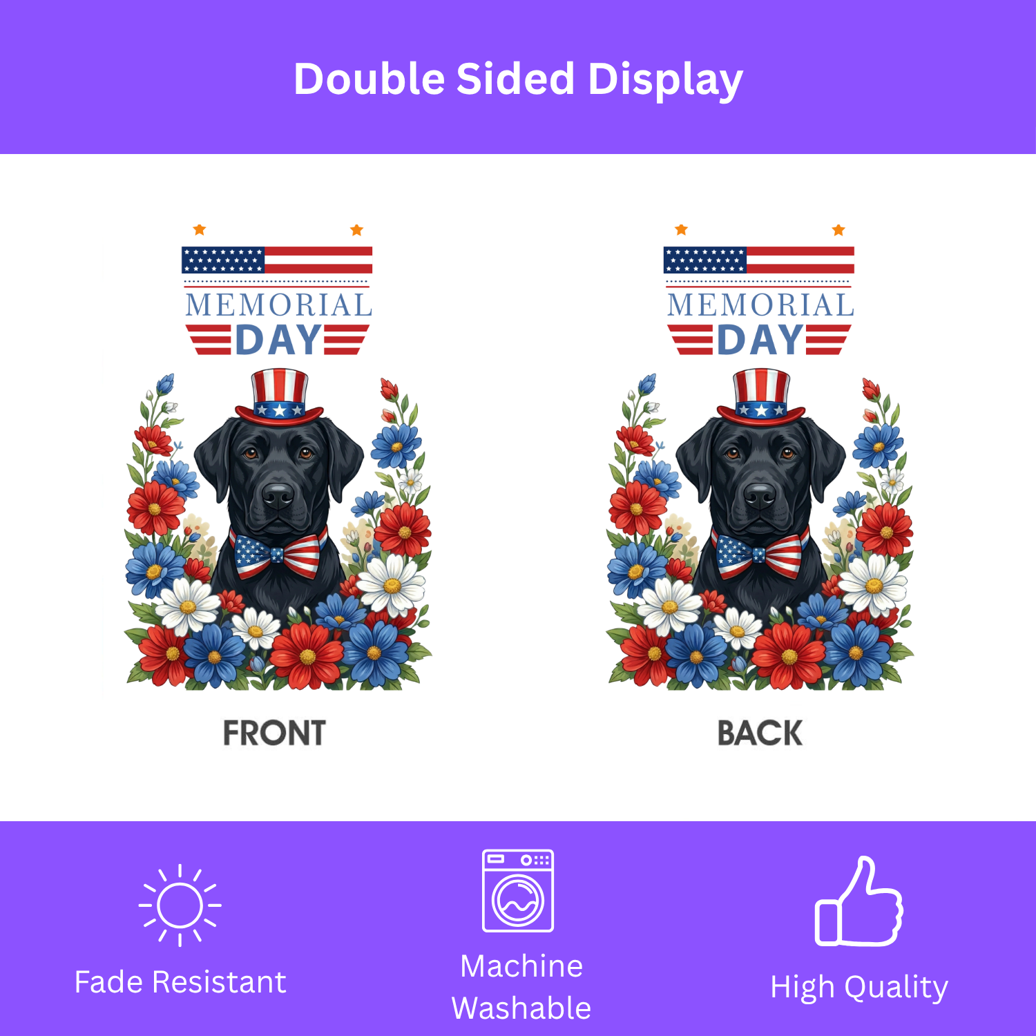 Memorial Day Black Labrador Retriever Garden Flag - porch decor - Dragonfire Gardens