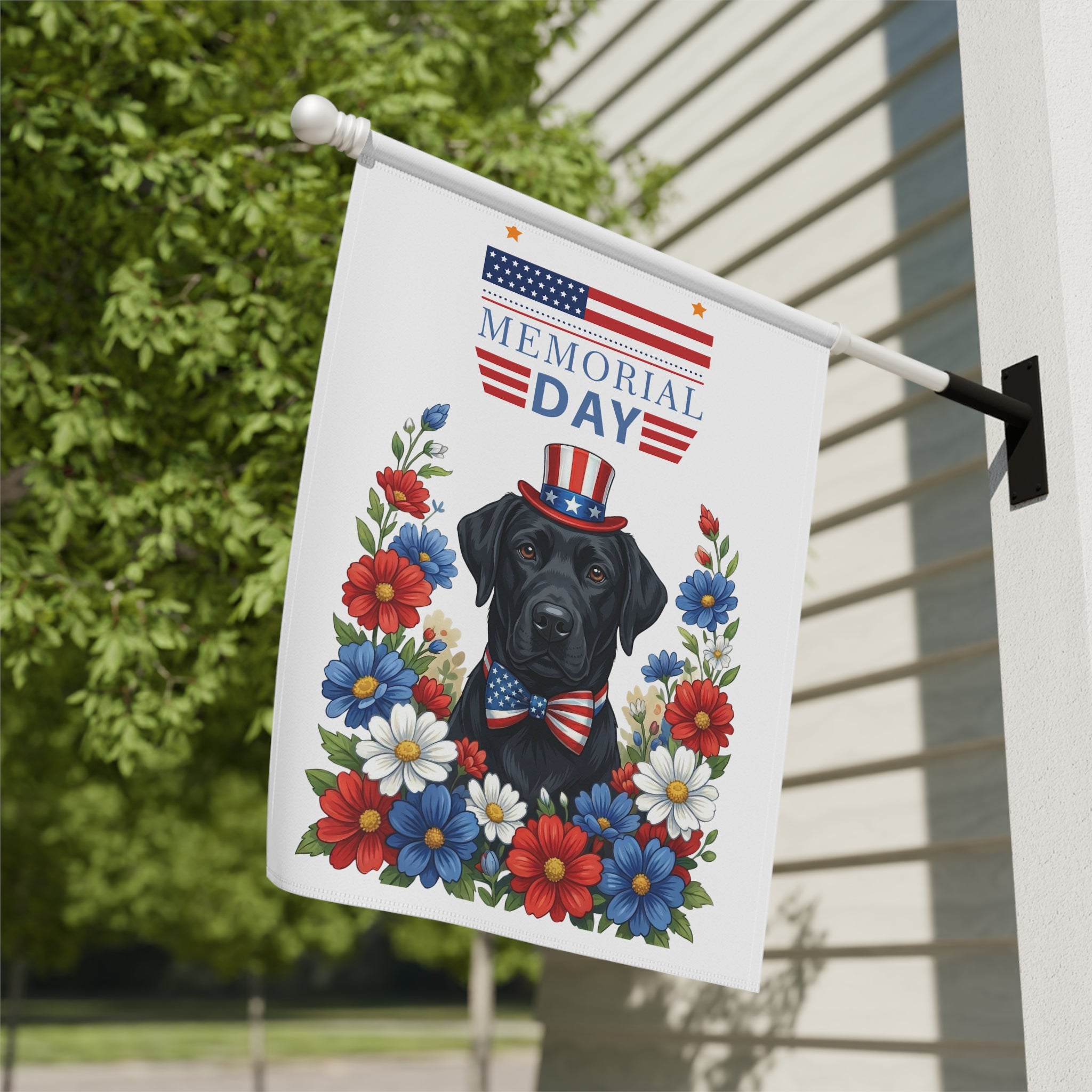 Memorial Day Black Labrador Retriever Garden Flag - yard display - Dragonfire Gardens