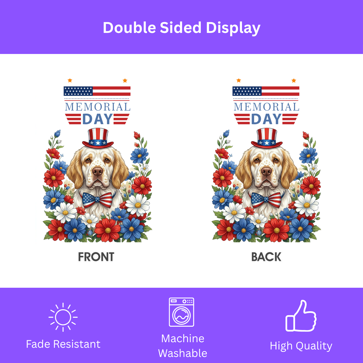 Memorial Day Clumber Spaniel Garden Flag - porch decor - Dragonfire Gardens