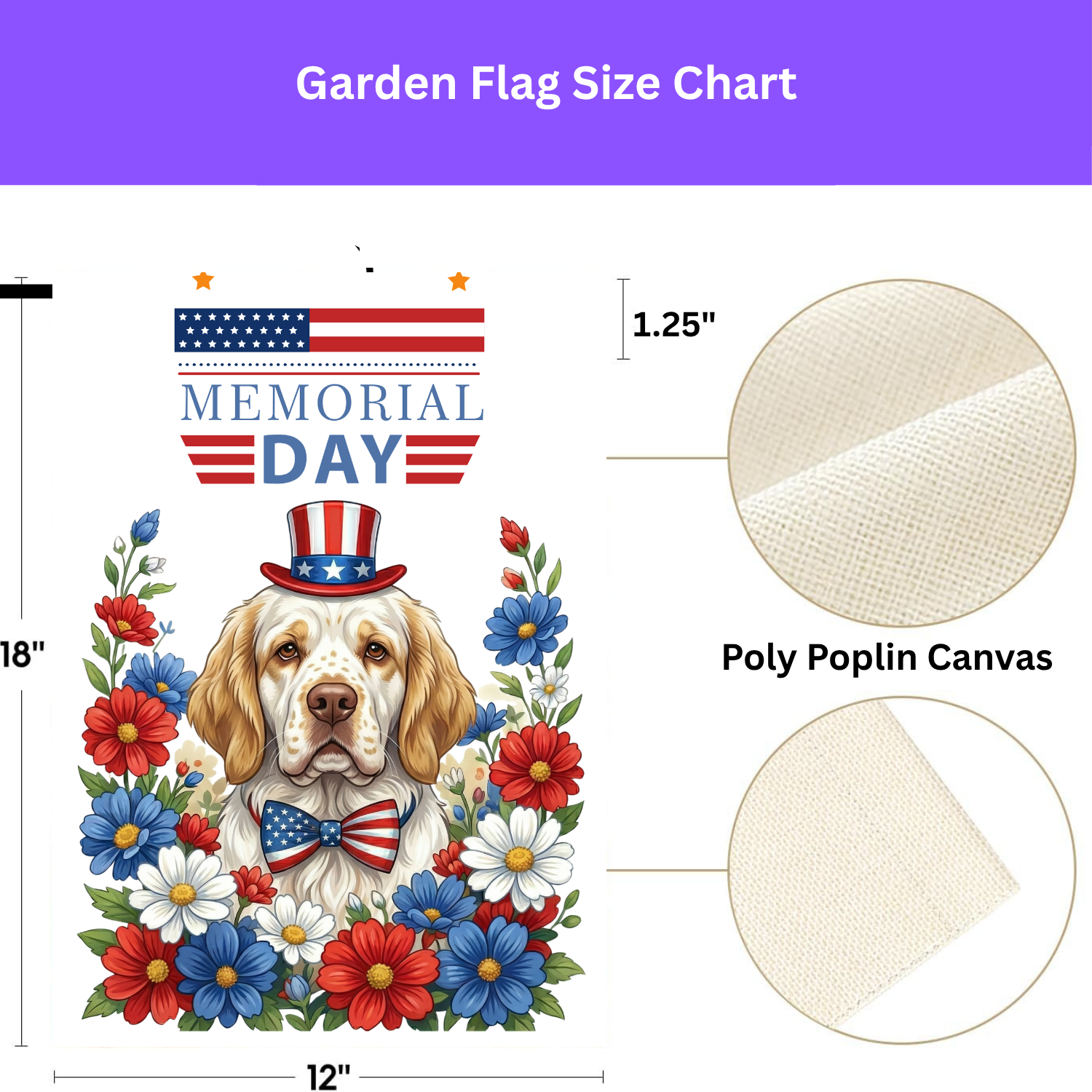 Memorial Day Clumber Spaniel Garden Flag - double-sided design - Dragonfire Gardens