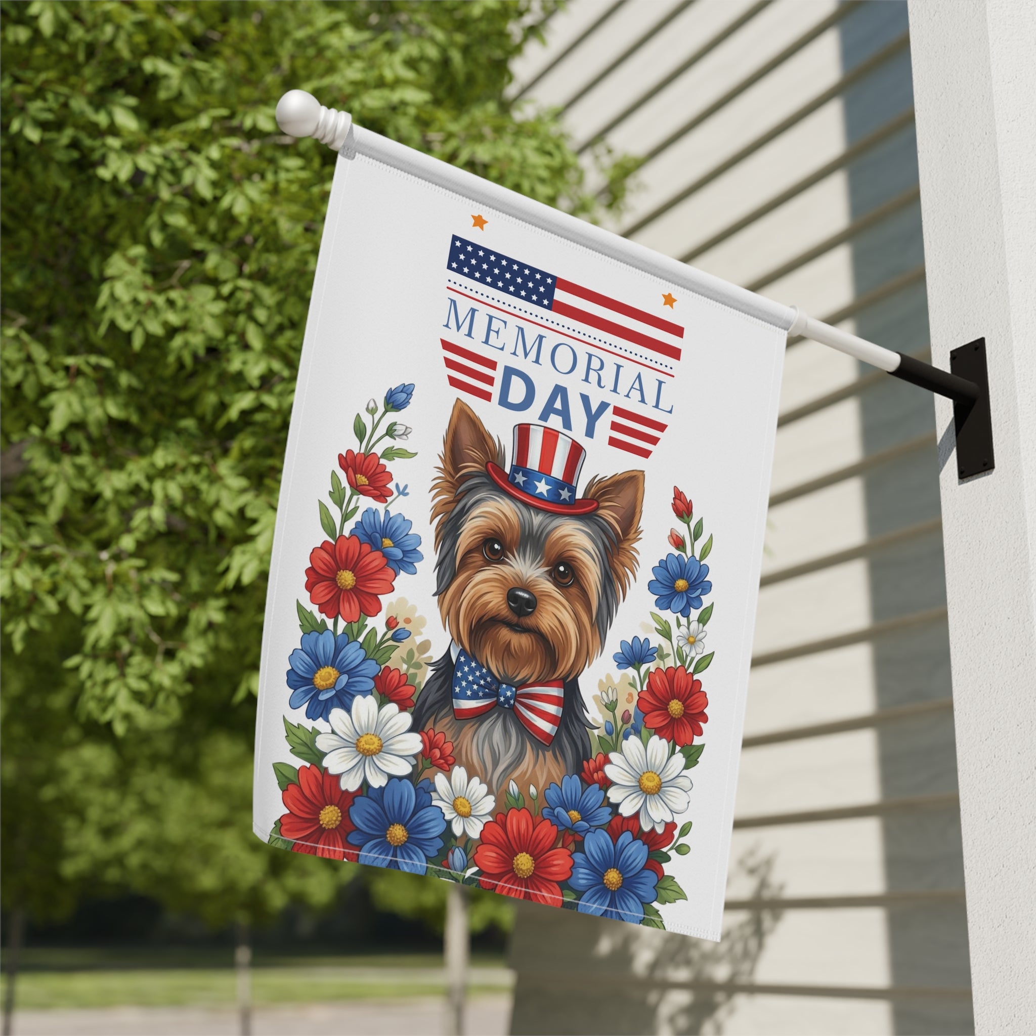 Memorial Day Yorkshire Terrier Garden Flag - yard display - Dragonfire Gardens
