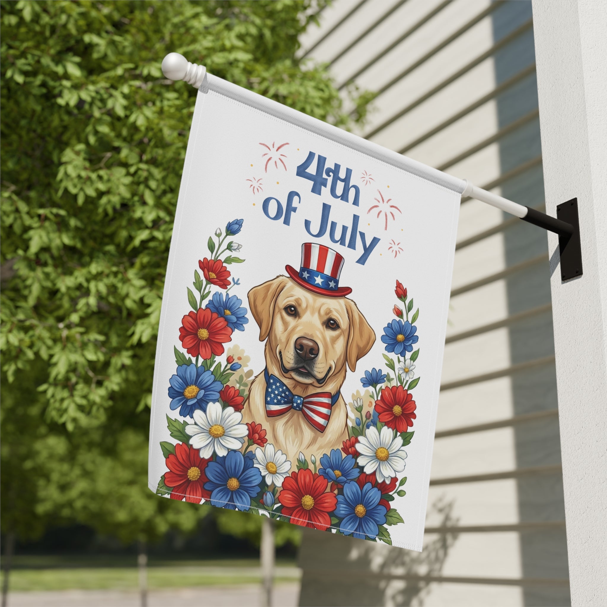4th of July Patriotic Yellow Labrador Retriever Garden Flag - yard display - Dragonfire Gardens