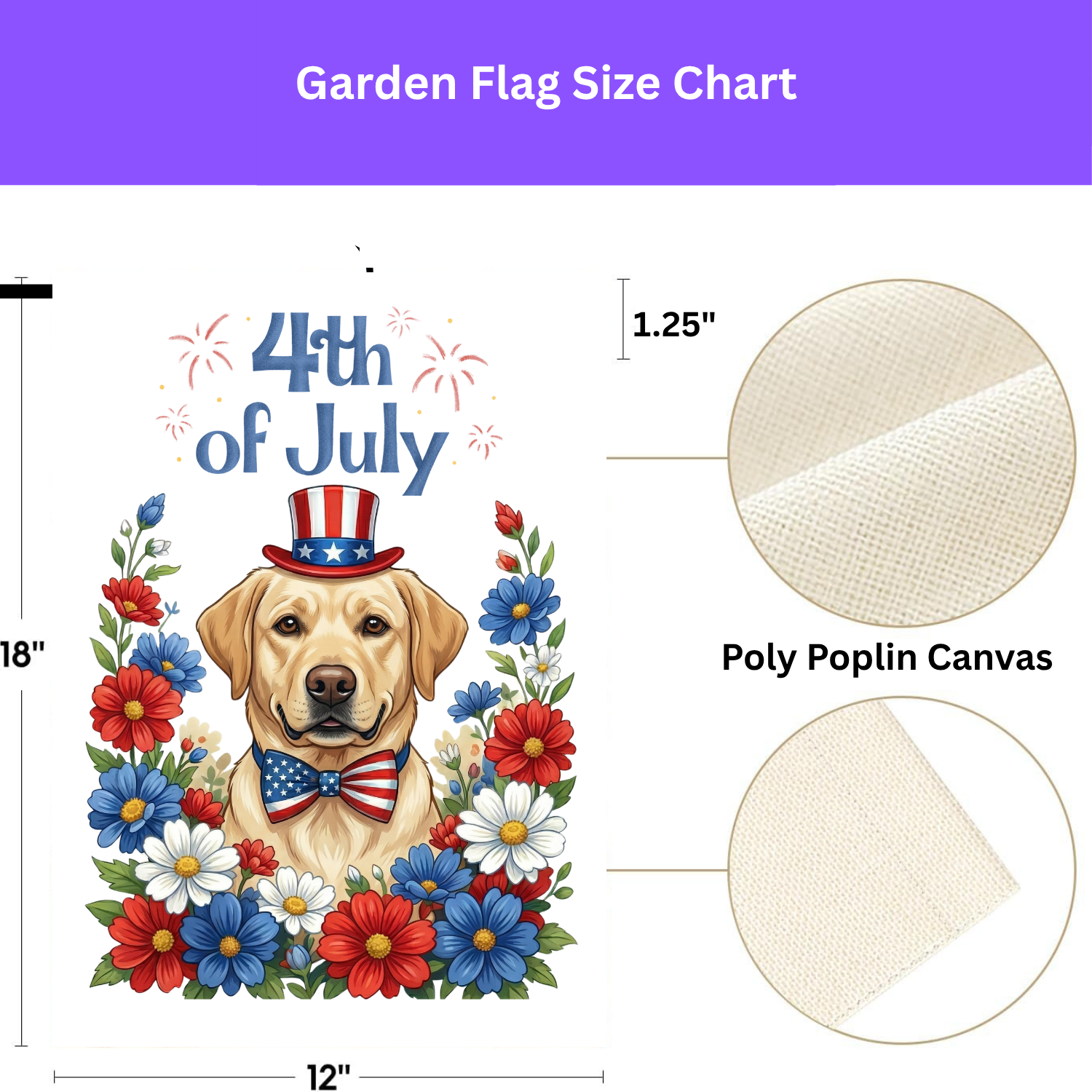 4th of July Patriotic Yellow Labrador Retriever Garden Flag - double-sided design - Dragonfire Gardens