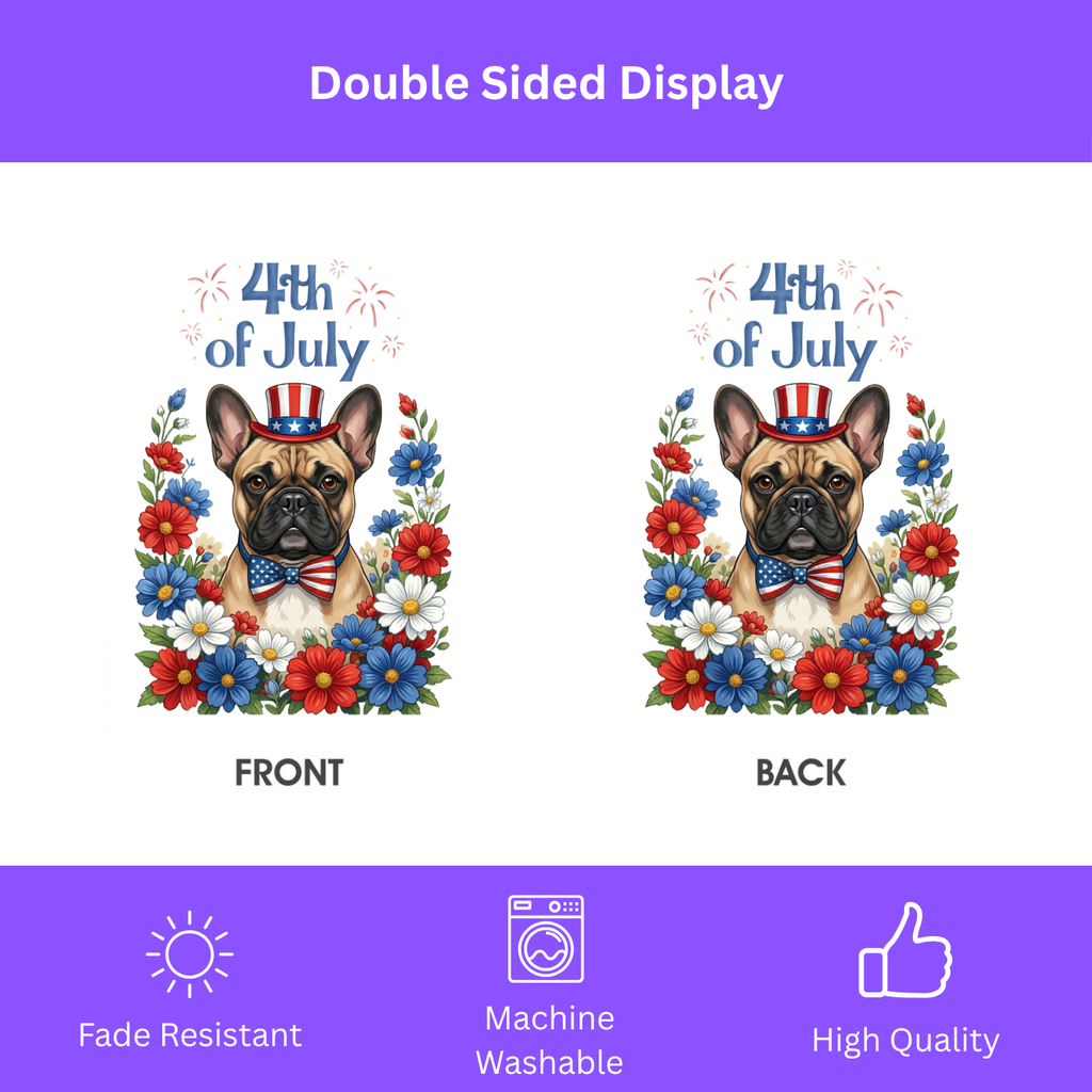 4th of July Patriotic French Bulldog Garden Flag - porch decor - Dragonfire Gardens