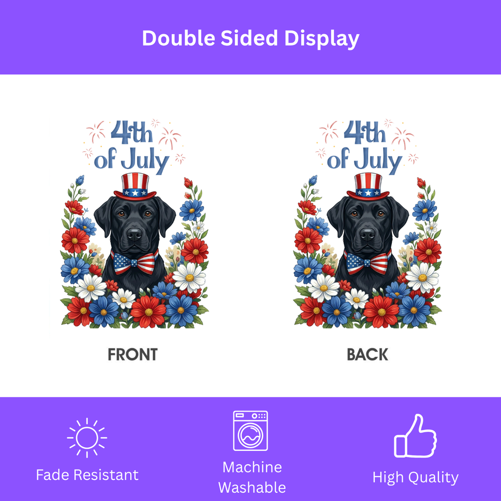 4th of July Patriotic Black Labrador Retriever Garden Flag - porch decor - Dragonfire Gardens