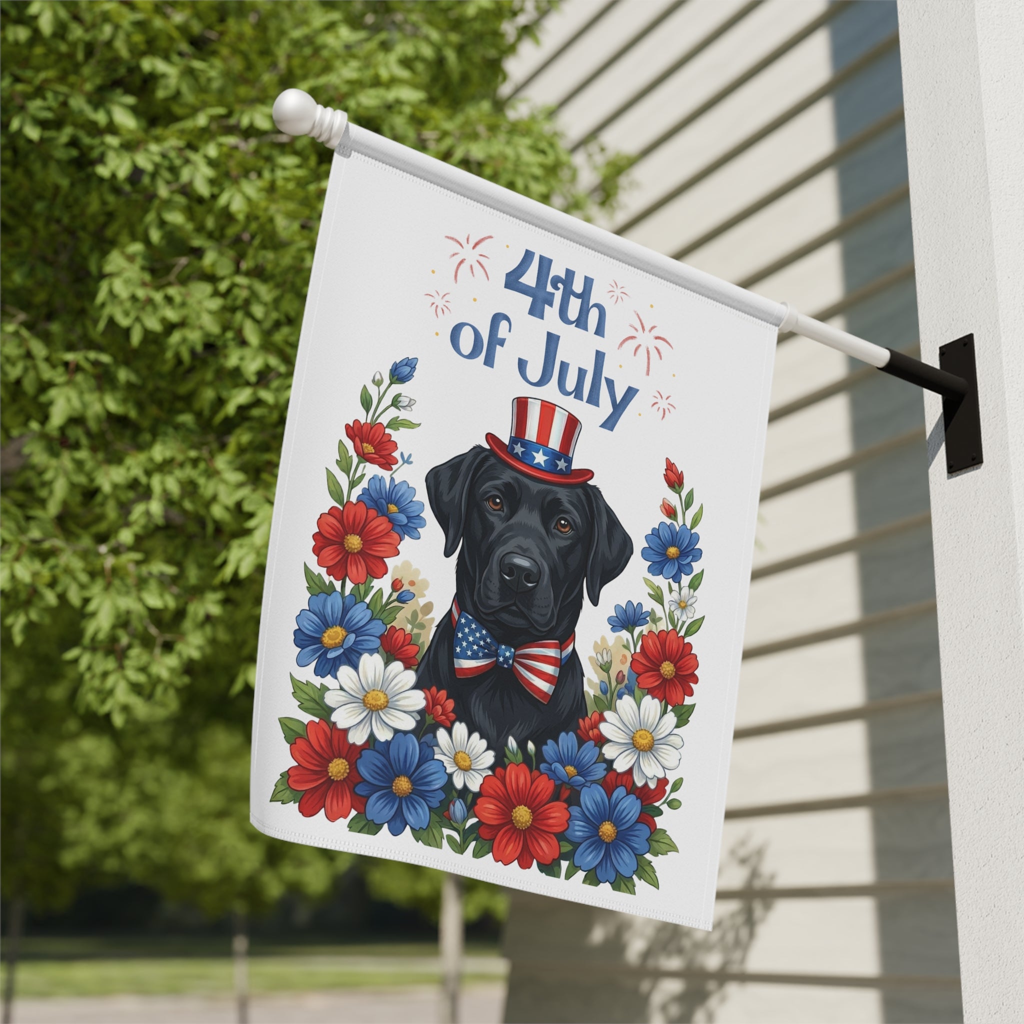 4th of July Patriotic Black Labrador Retriever Garden Flag - yard display - Dragonfire Gardens