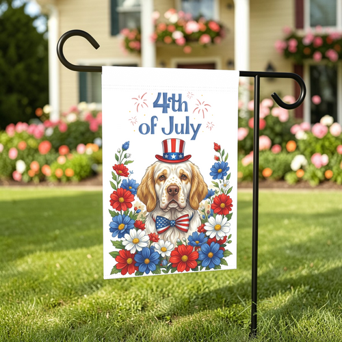 4th of July Patriotic Clumber Spaniel Garden Flag