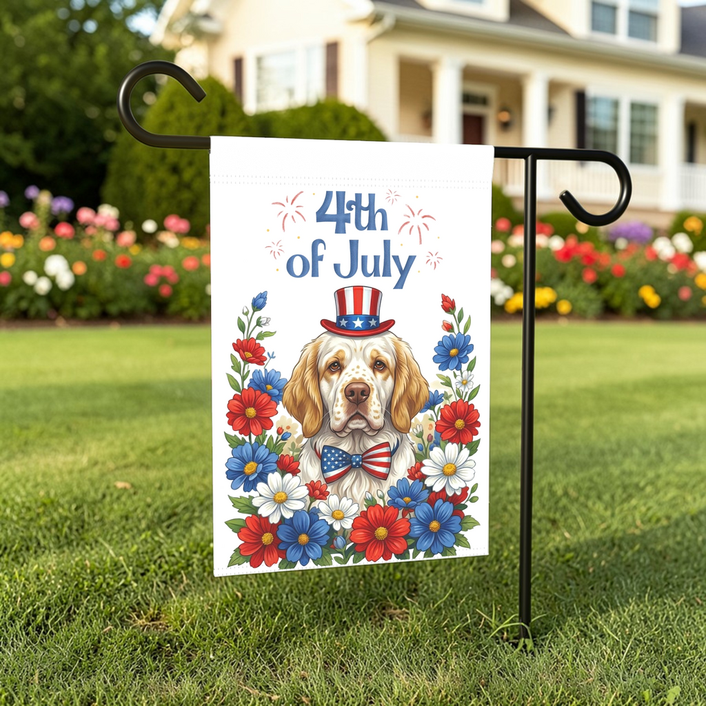 4th of July Patriotic Clumber Spaniel Garden Flag