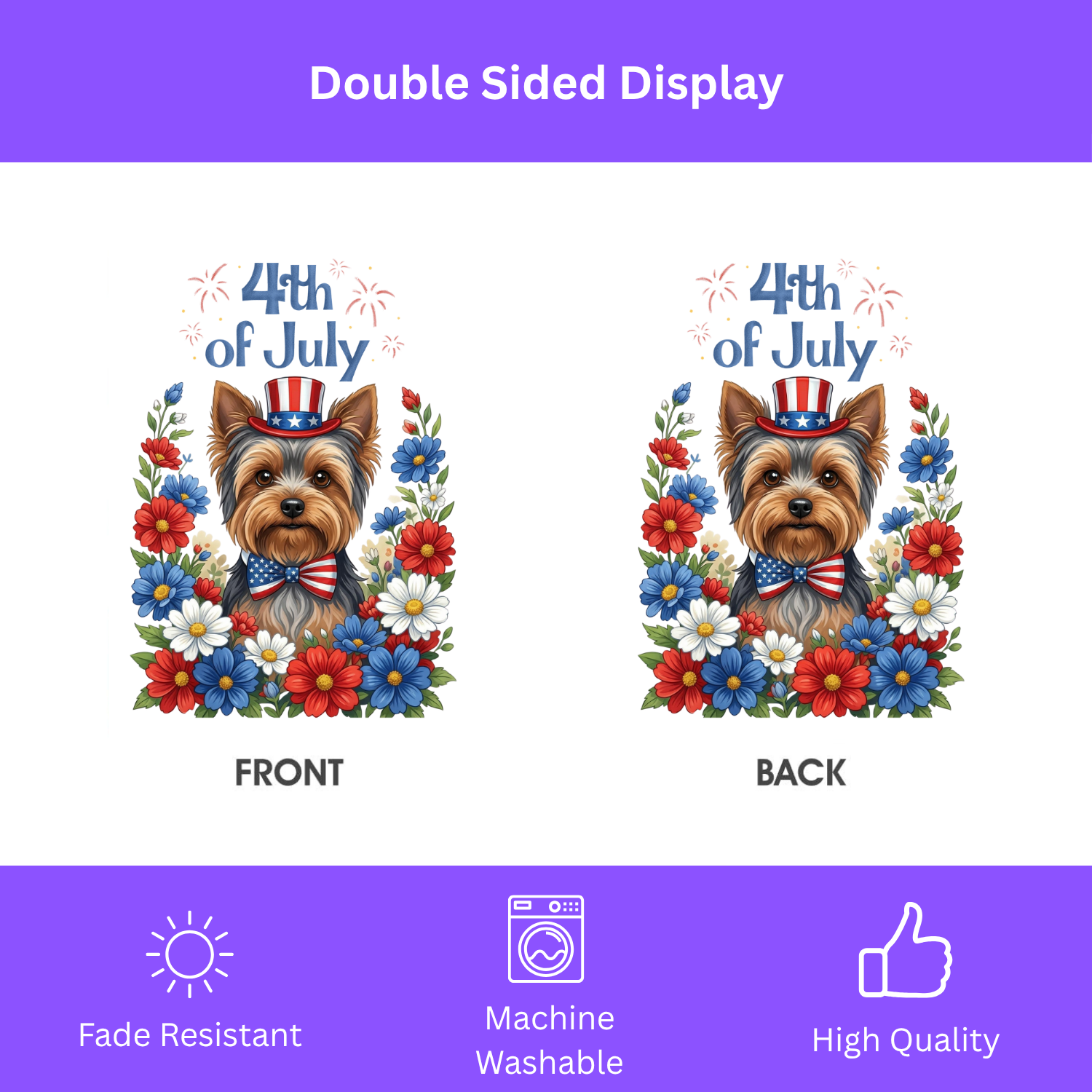 4th of July Patriotic Yorkshire Terrier Garden Flag - porch decor - Dragonfire Gardens