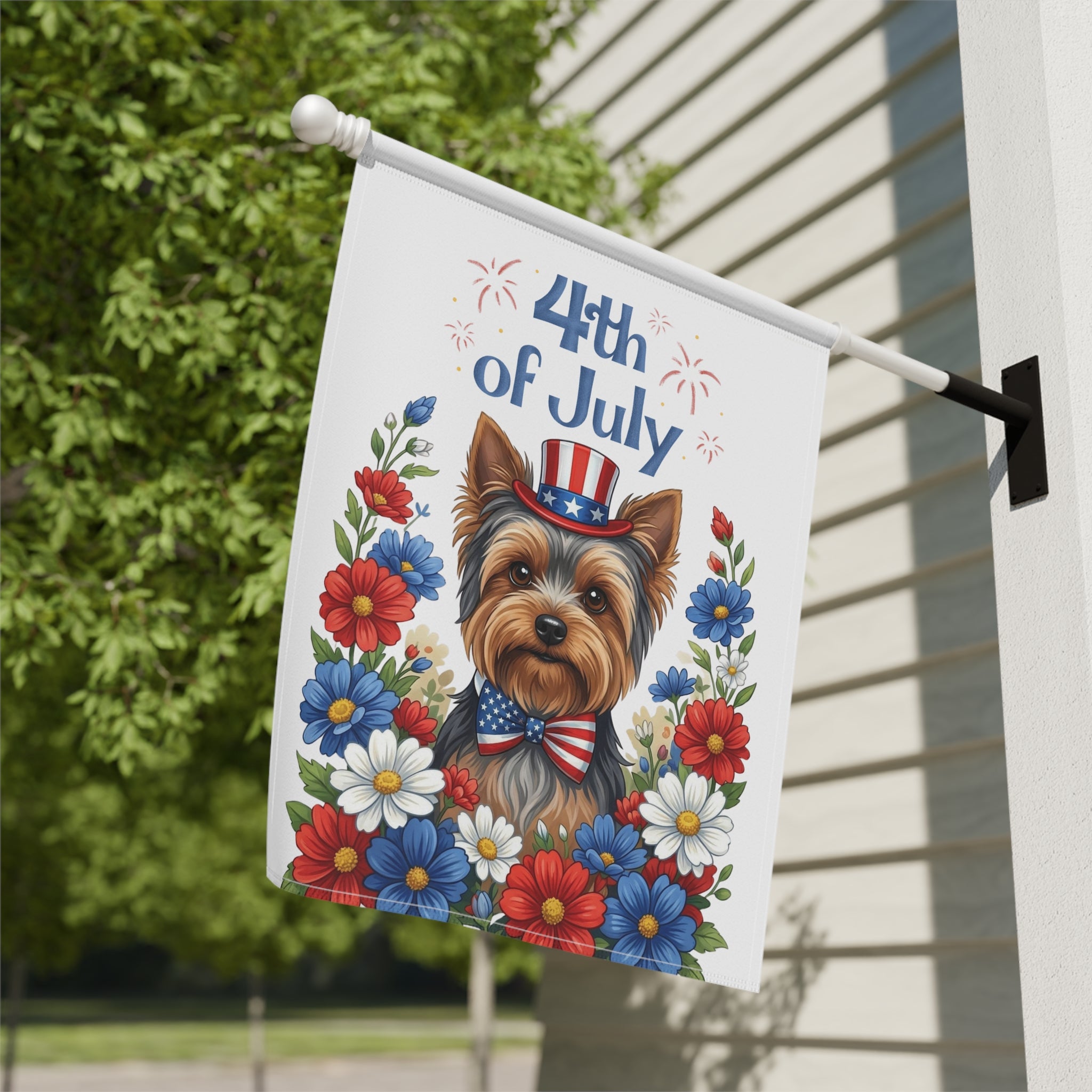 4th of July Patriotic Yorkshire Terrier Garden Flag - yard display - Dragonfire Gardens