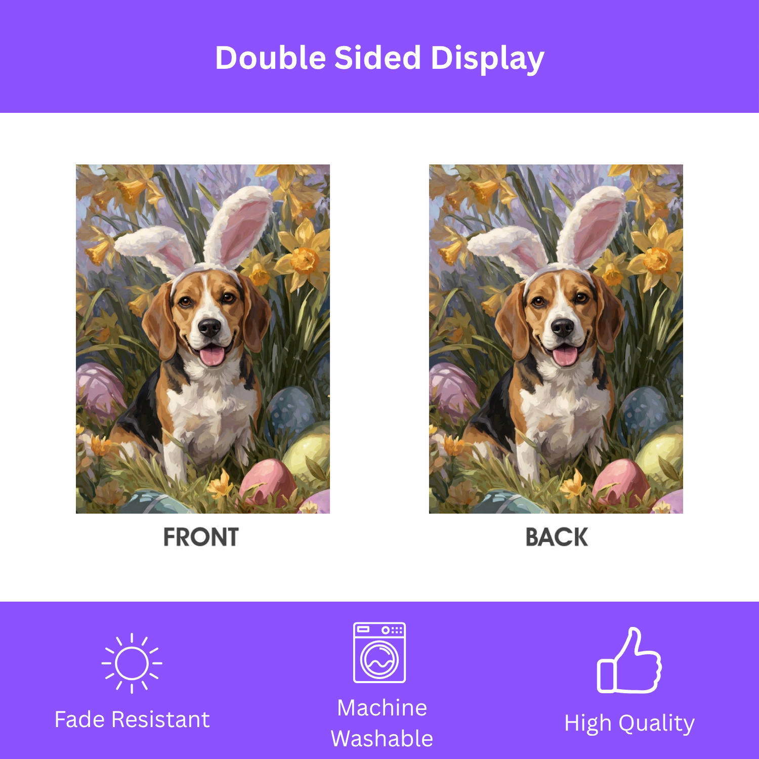 Pink Bunny Ears Beagle Easter Garden Flag
