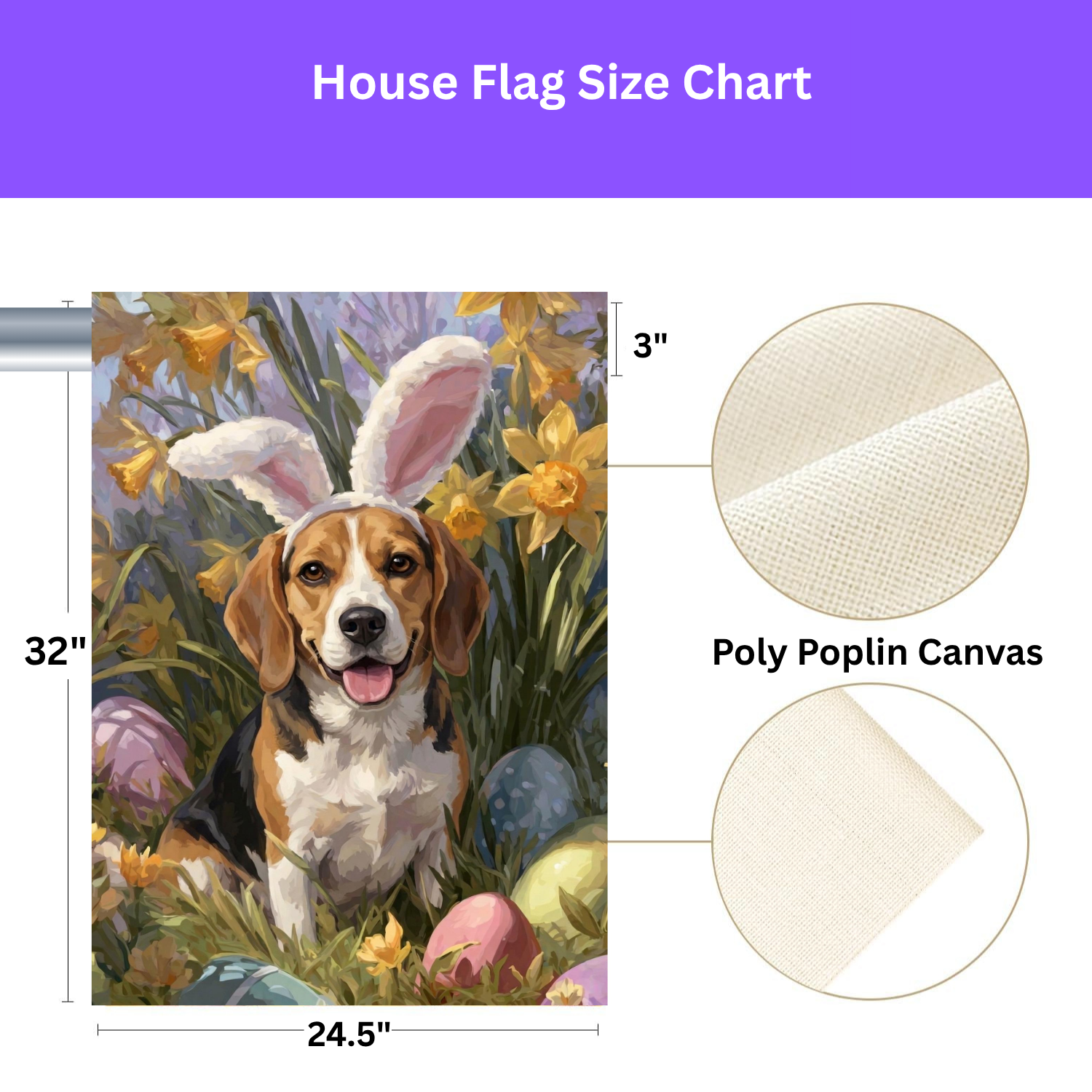 Pink Bunny Ears Beagle Easter Garden Flag