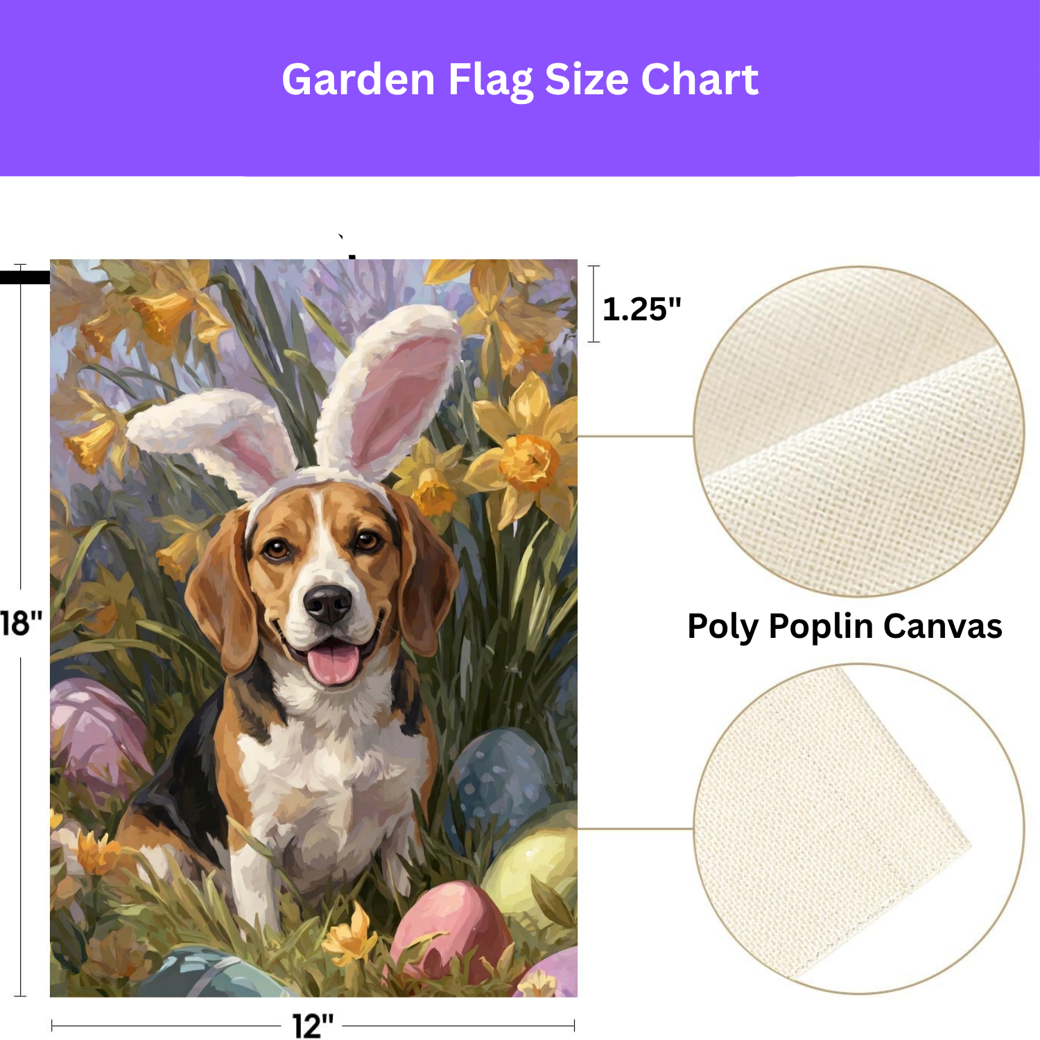 Pink Bunny Ears Beagle Easter Garden Flag