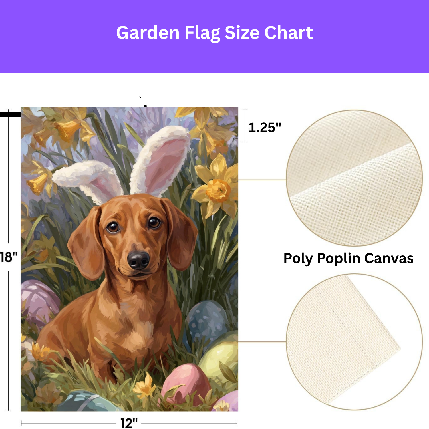 Pink Bunny Ears Short Haired Dachshund Easter Garden Flag