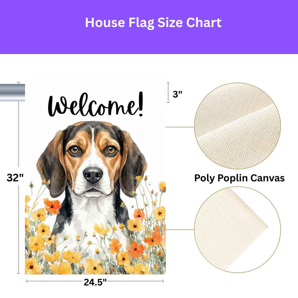 Yellow Poppies Beagle Welcome Garden Flag - porch decor - Dragonfire Gardens