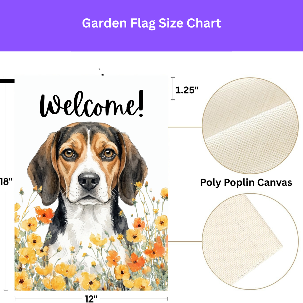 Yellow Poppies Beagle Welcome Garden Flag - double-sided design - Dragonfire Gardens