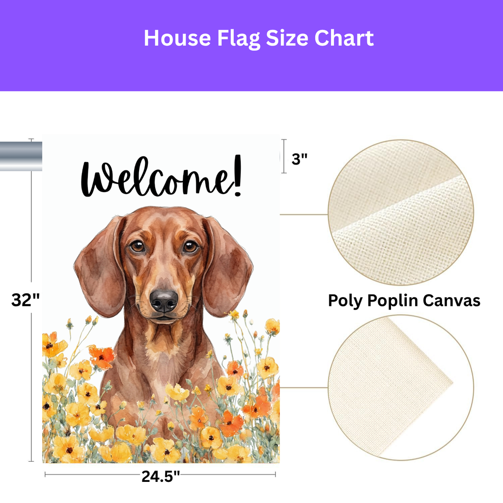 Yellow Poppies Dachshund Welcome Garden Flag