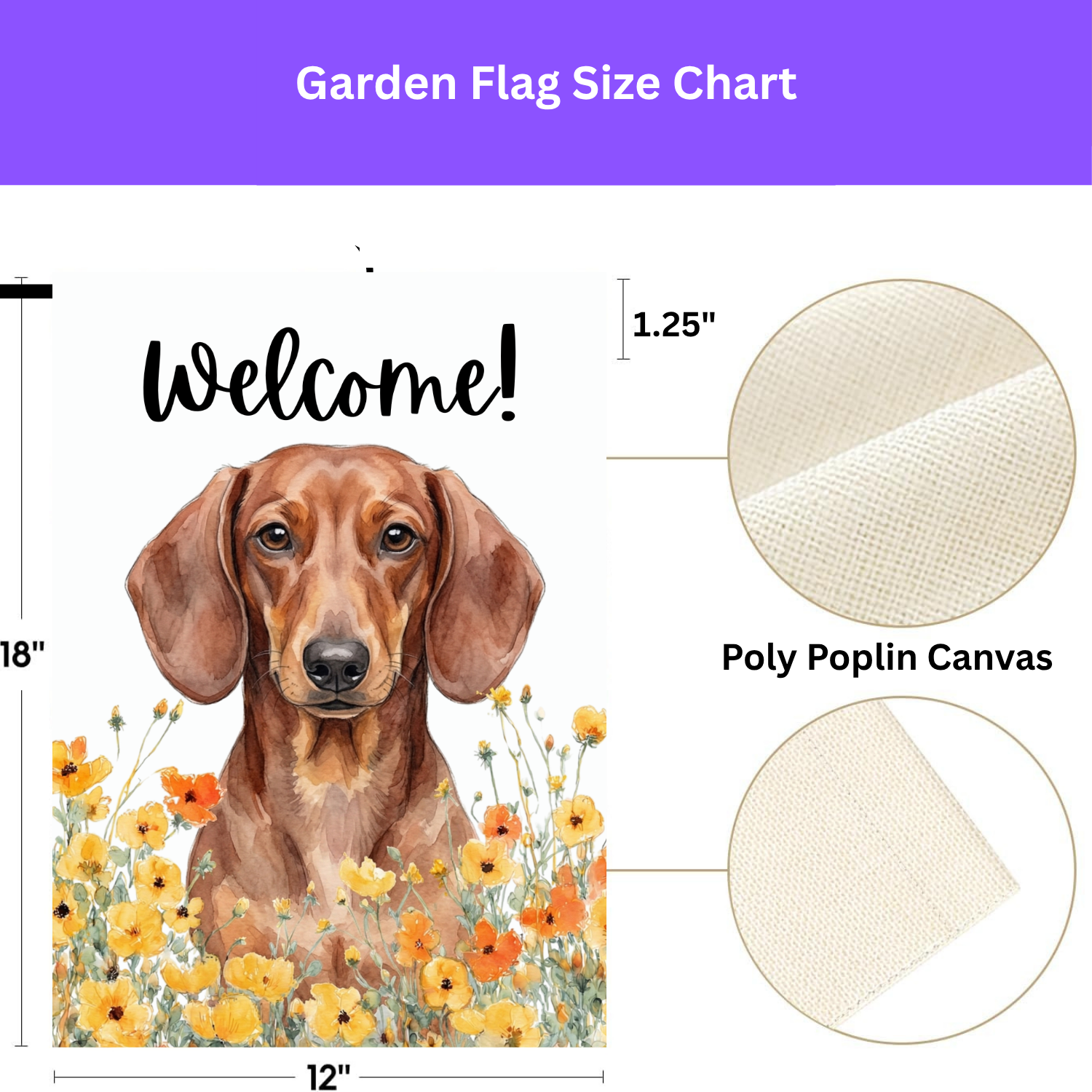 Yellow Poppies Dachshund Welcome Garden Flag