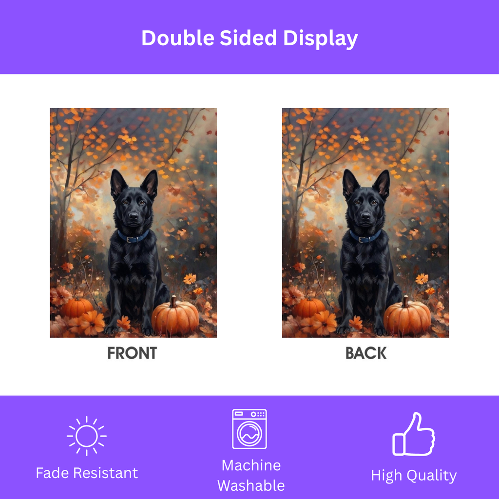 Fall Black German Shepherd Autumn Garden Flag - porch decor - Dragonfire Gardens